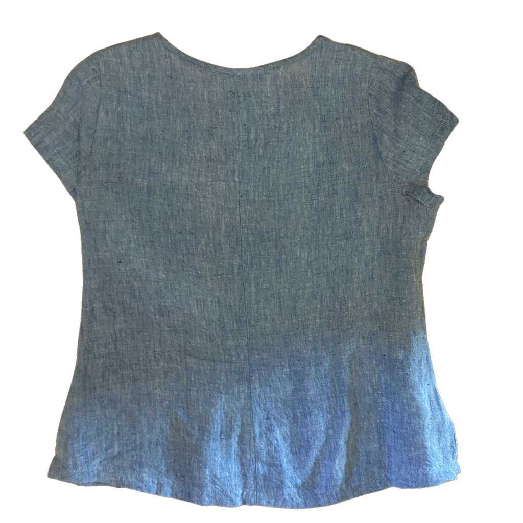 Chercher La Femme Pure Washed Linen Ruffle Blouse – Blue – Size M