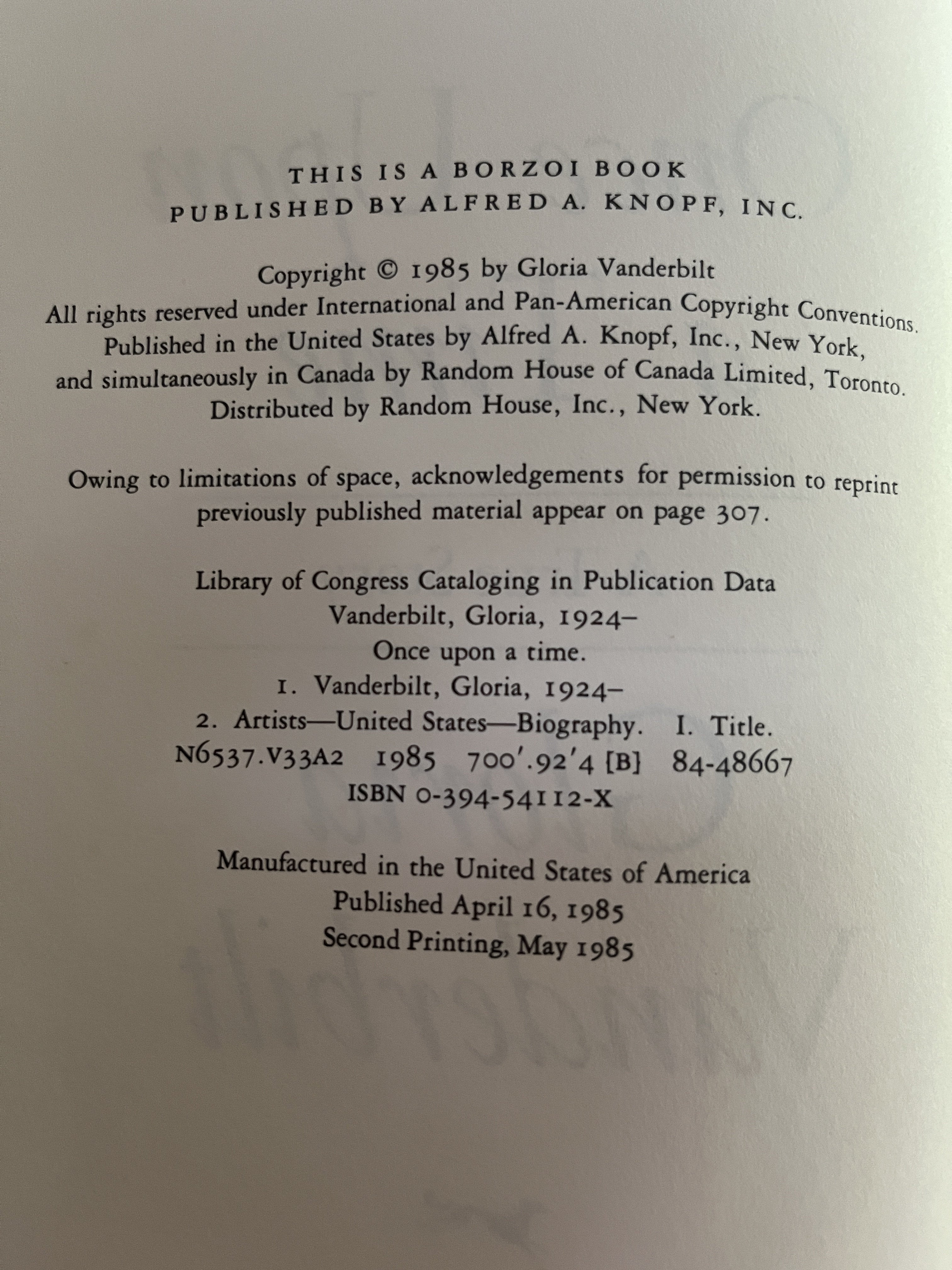 Once Upon A Time: A True Story - Vanderbilt, Gloria