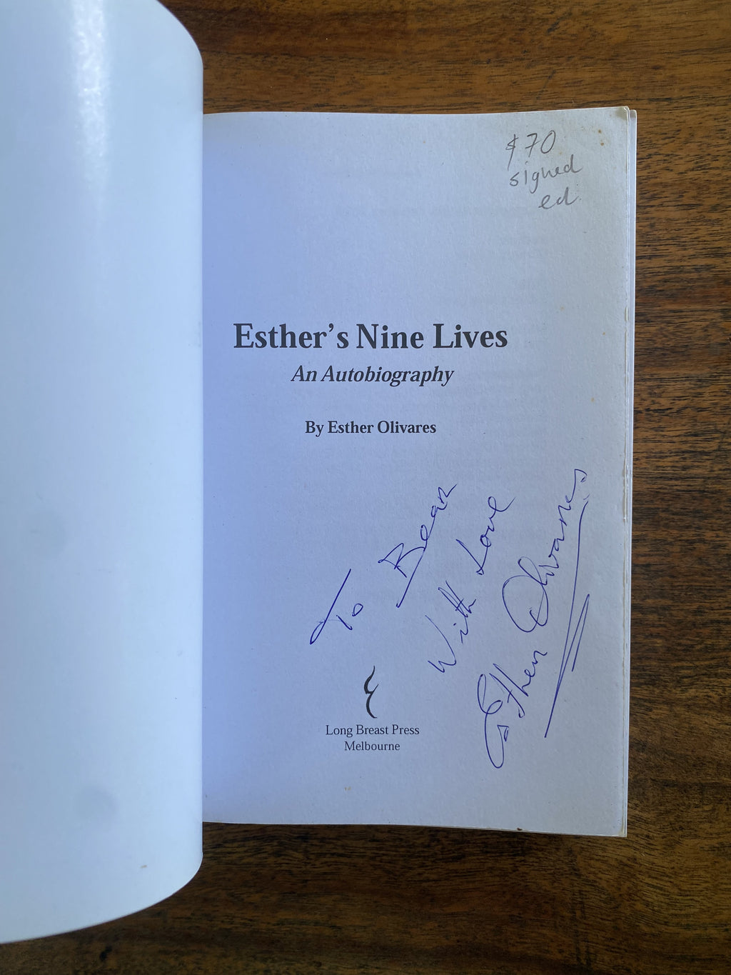 Esther's Nine Lives; An Autobiography — Olivares, Esther