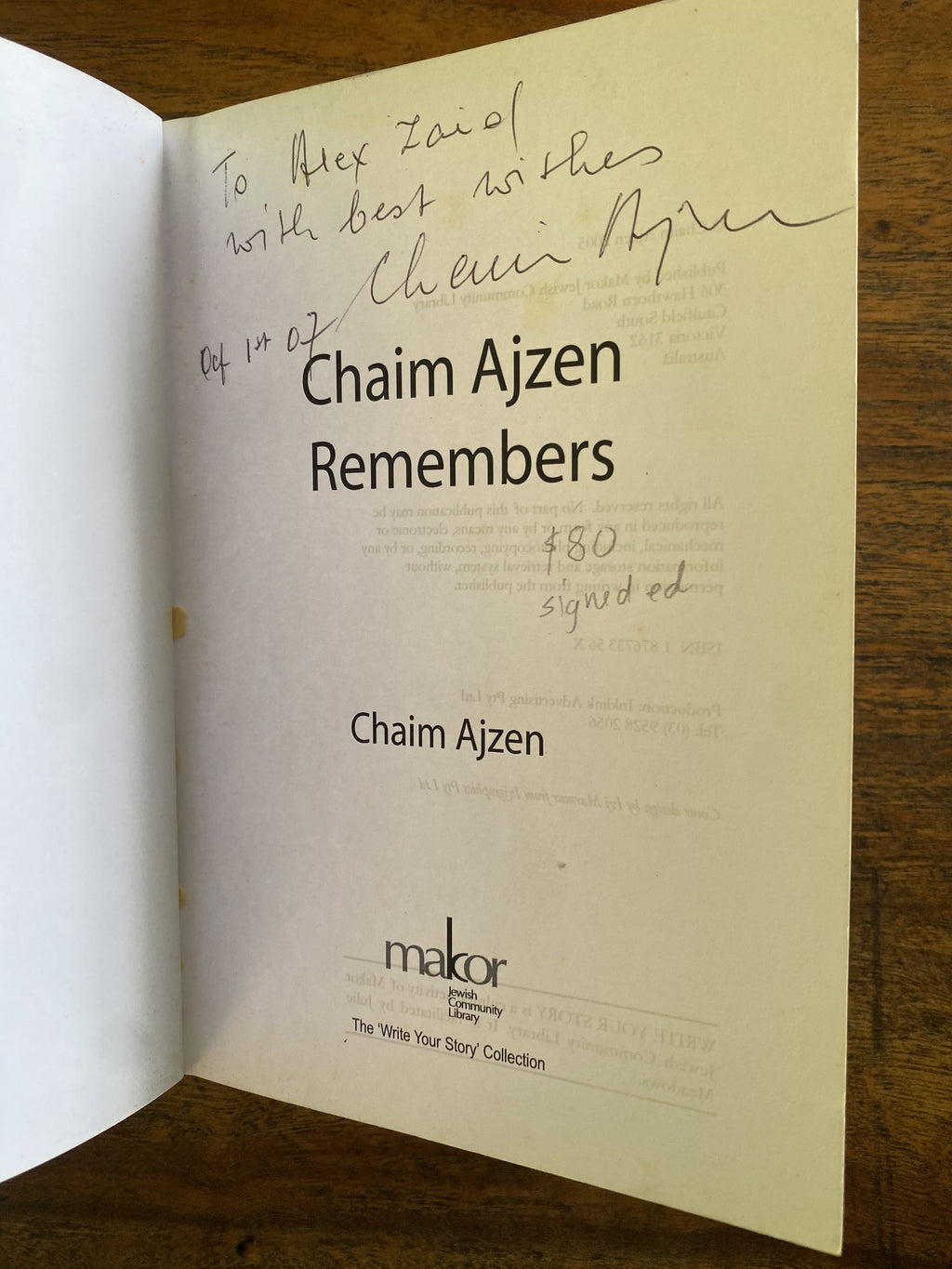 Chaim Ajzen Remembers — Azjen, Chaim