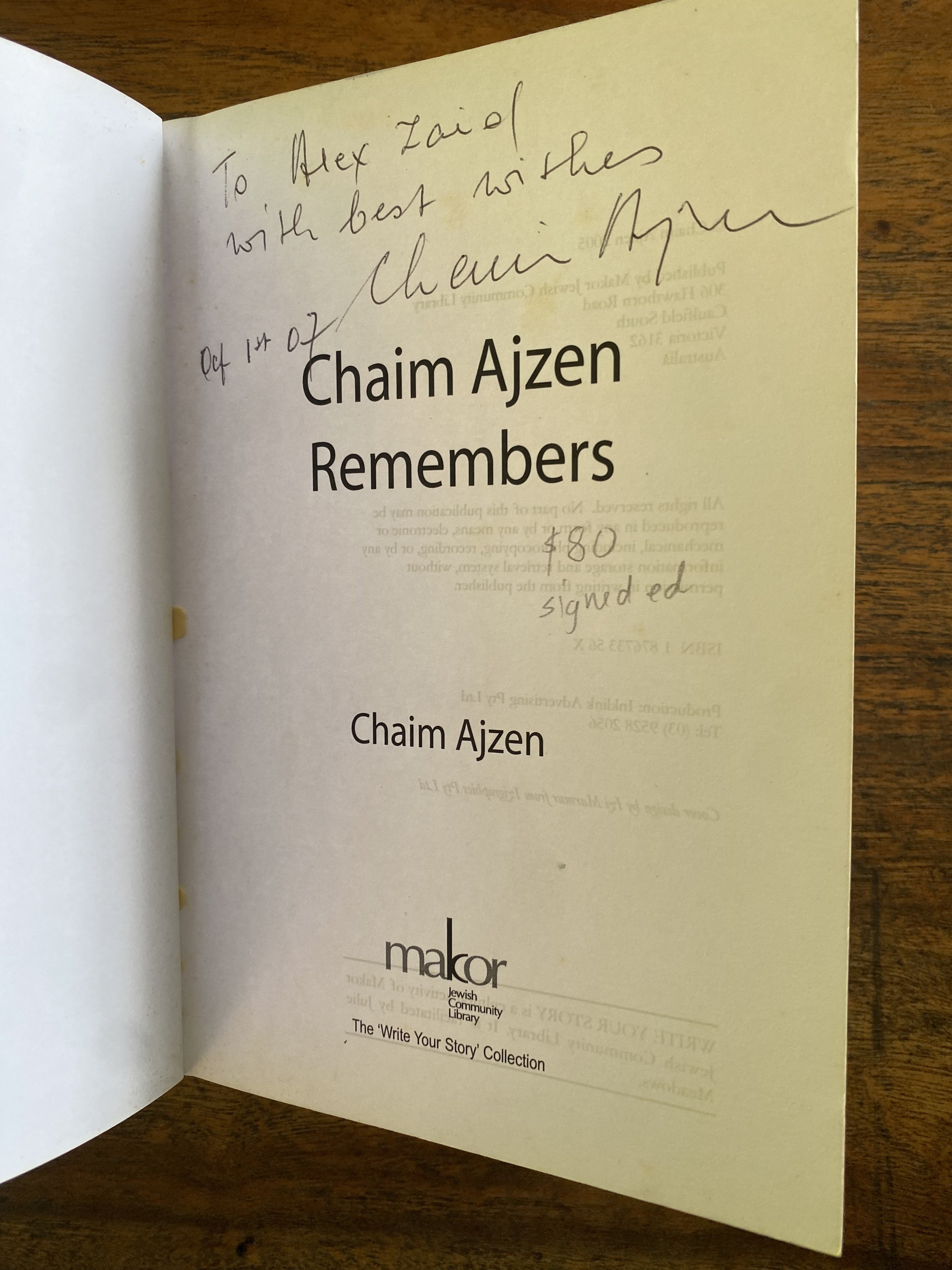 Chaim Ajzen Remembers — Azjen, Chaim