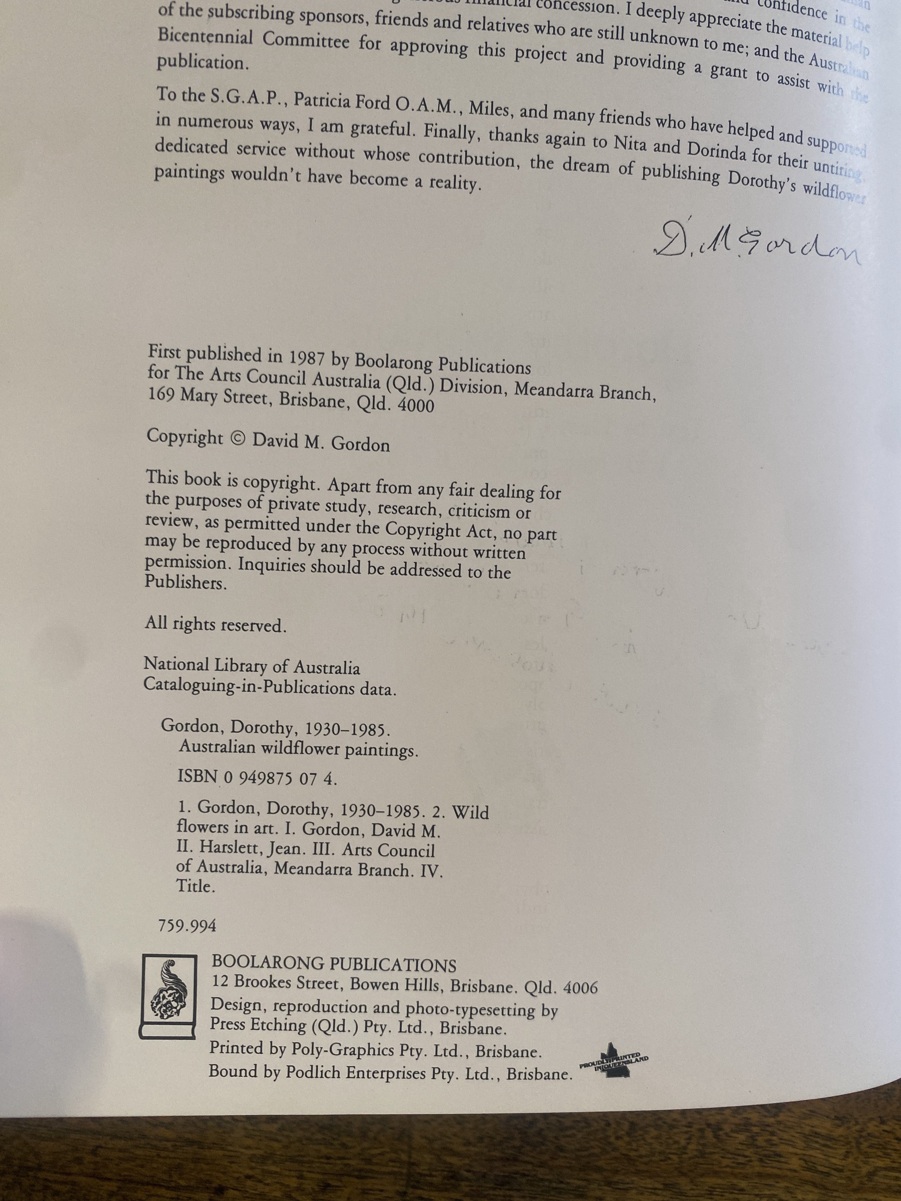 Australian Wildflower Paintings - Gordon, Dorothy