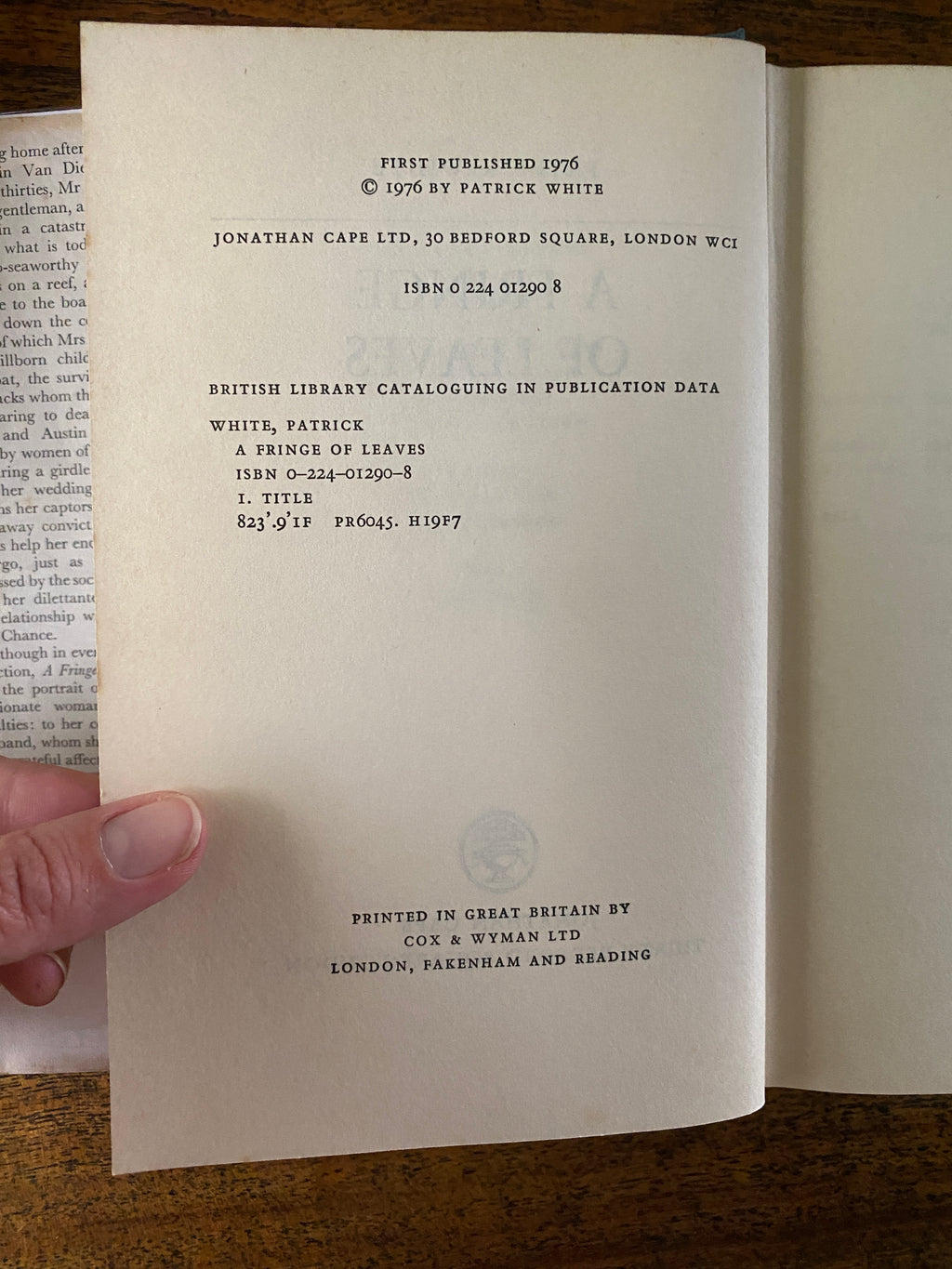 A Fringe of Leaves — White, Patrick