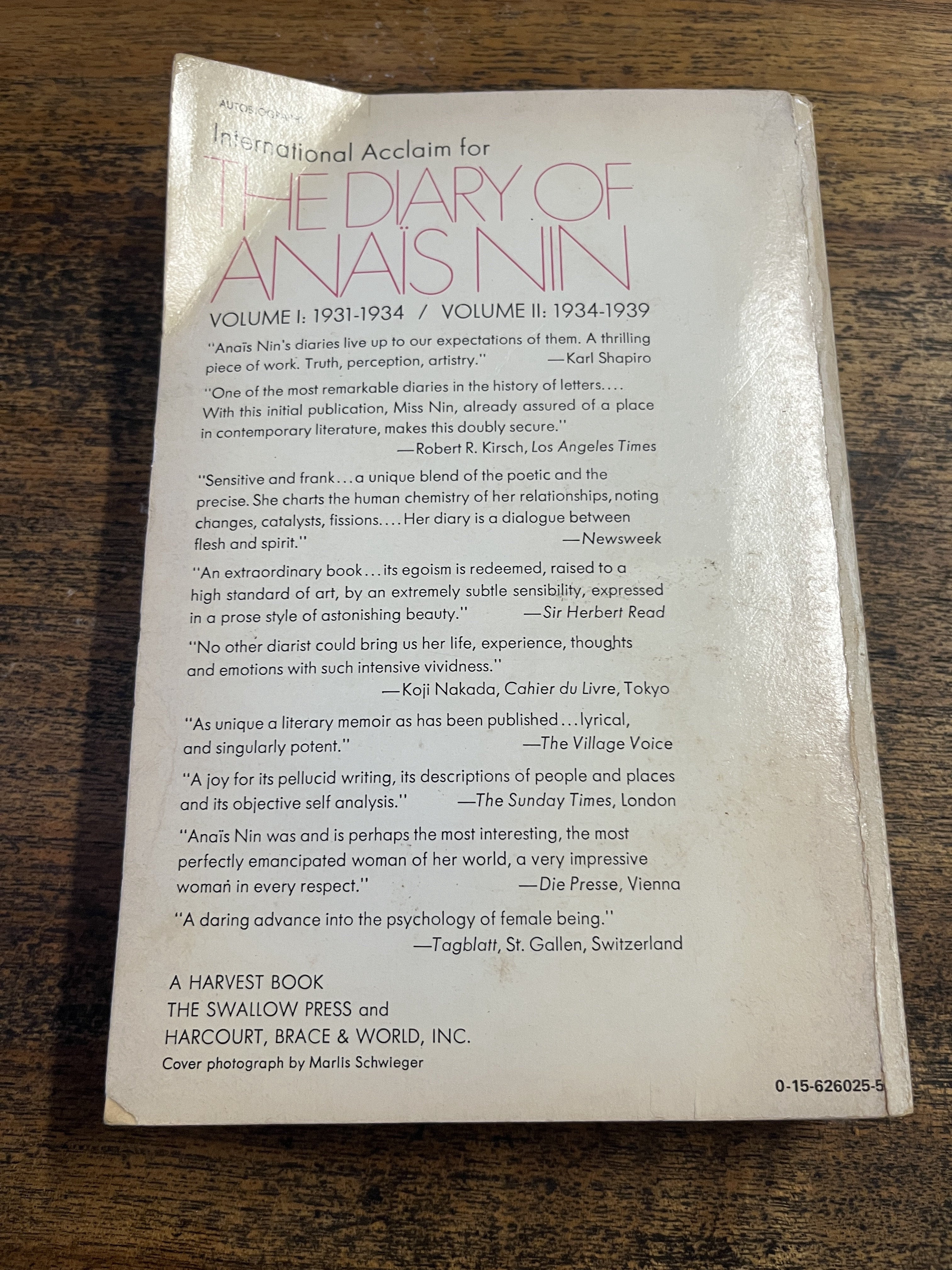The Diary Of Anais Nin Volume One 1931-1934 — Nin, Anais