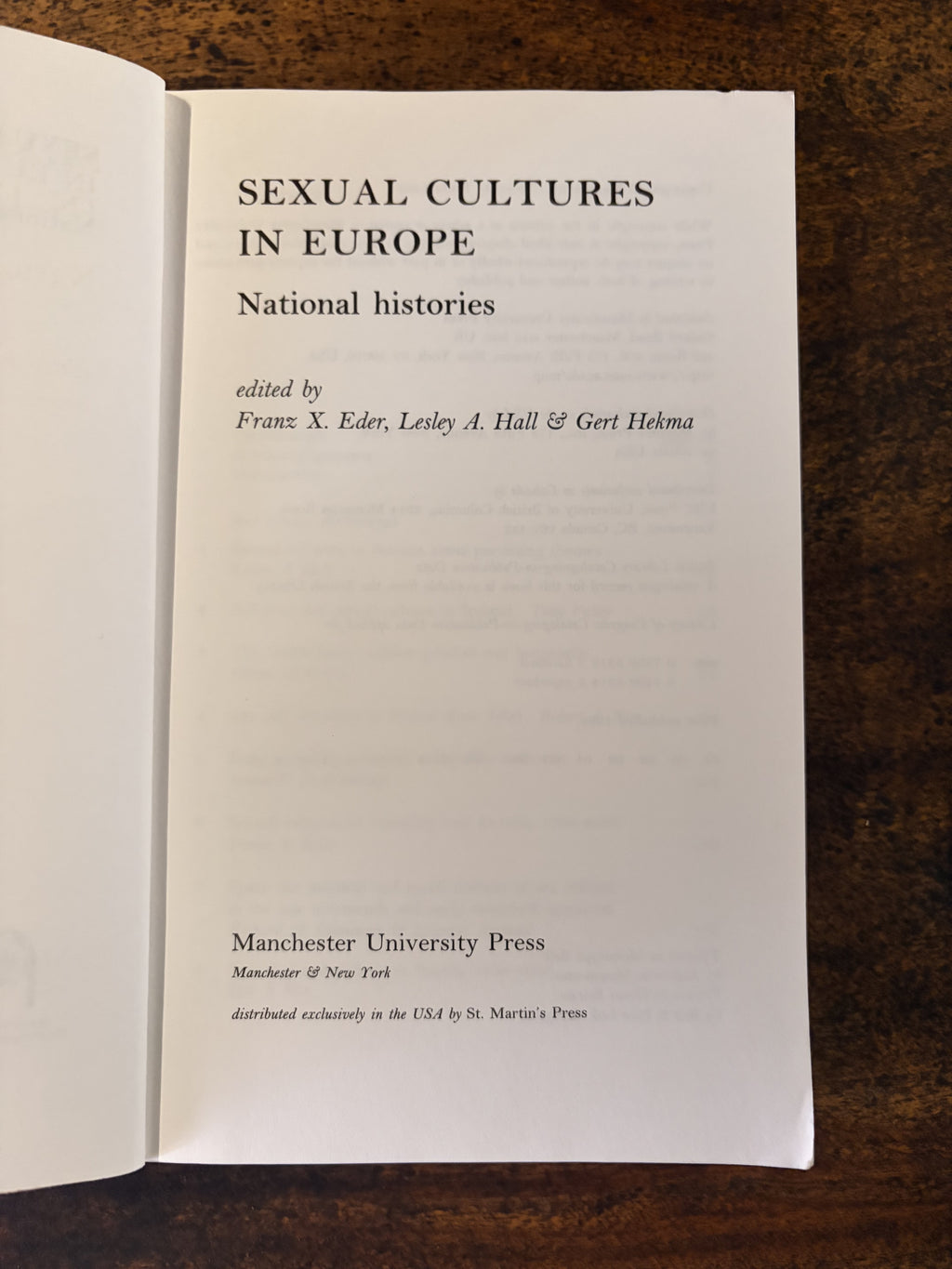National Histories; Sexual Cultures in Europe — Eder, Franz X.; Hall, Lesley & Hekma, Gert