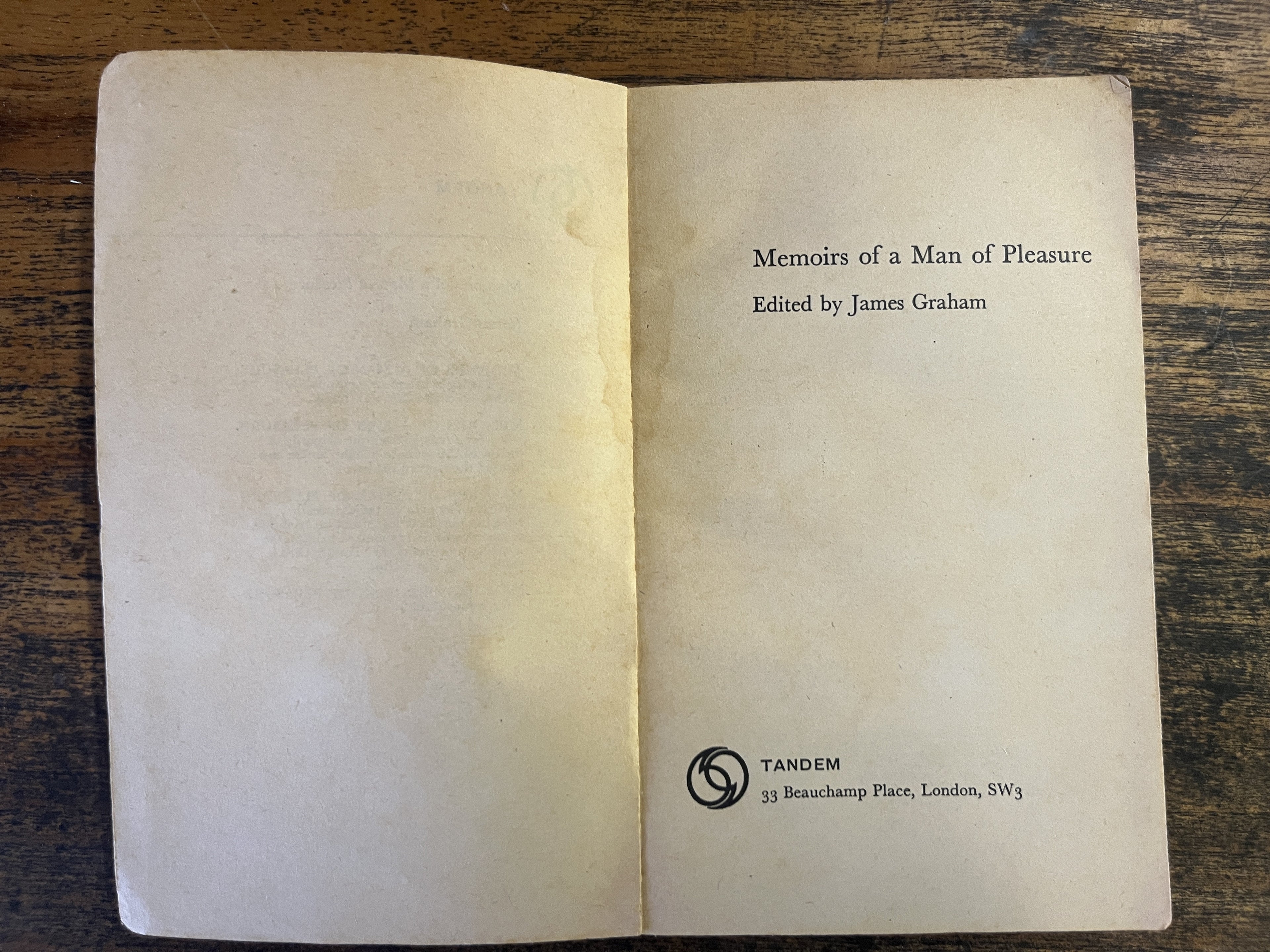 Memoirs of a Man of Pleasure — Graham, James
