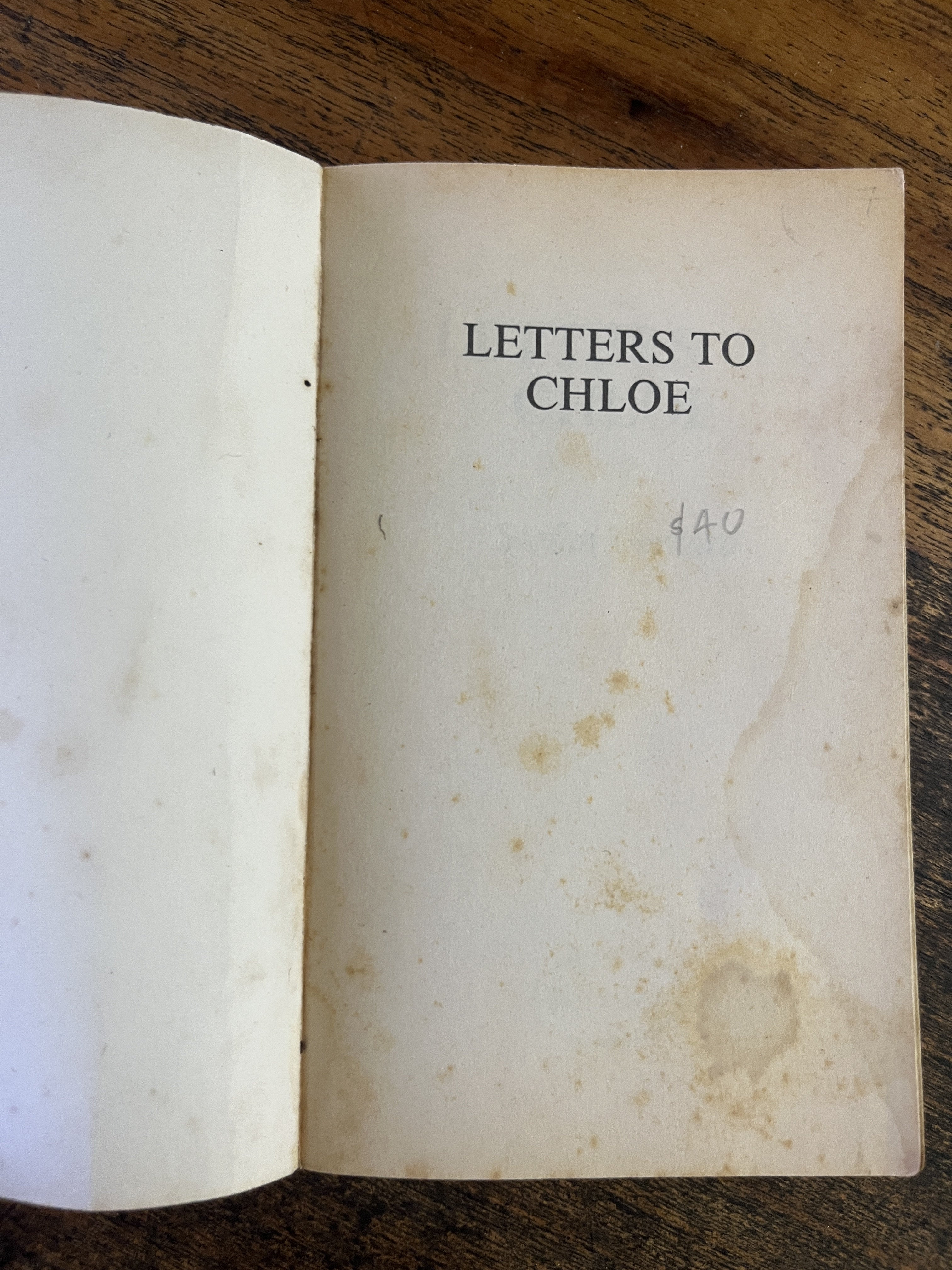Letters to Chloe — Stefan Gerrard