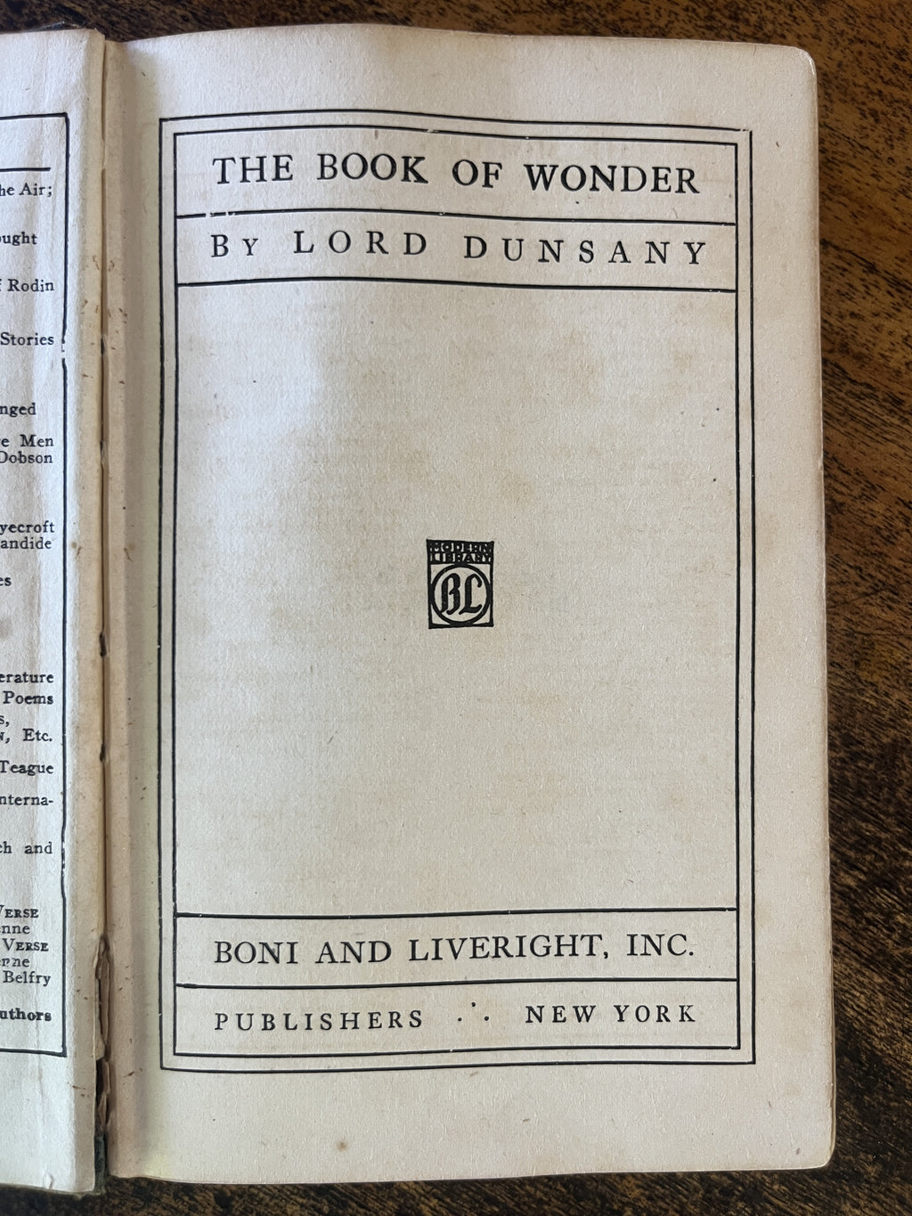 The Book Of Wonder — Dunsany, Lord
