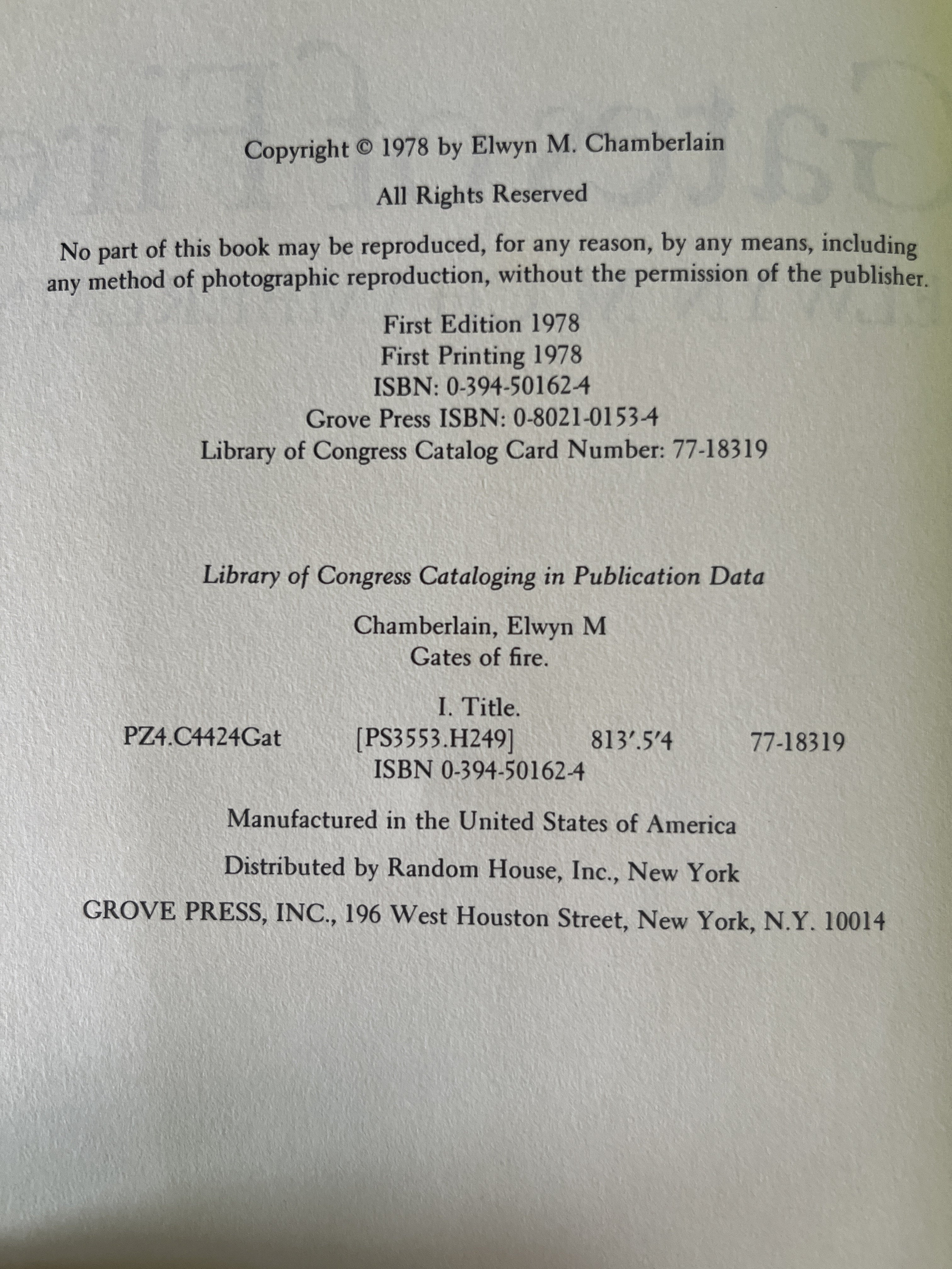 Gates Of Fire — Chamberlain, Elwyn. M.