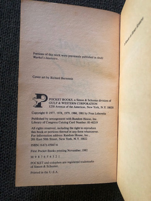 Social Studies — Fran Lebowitz