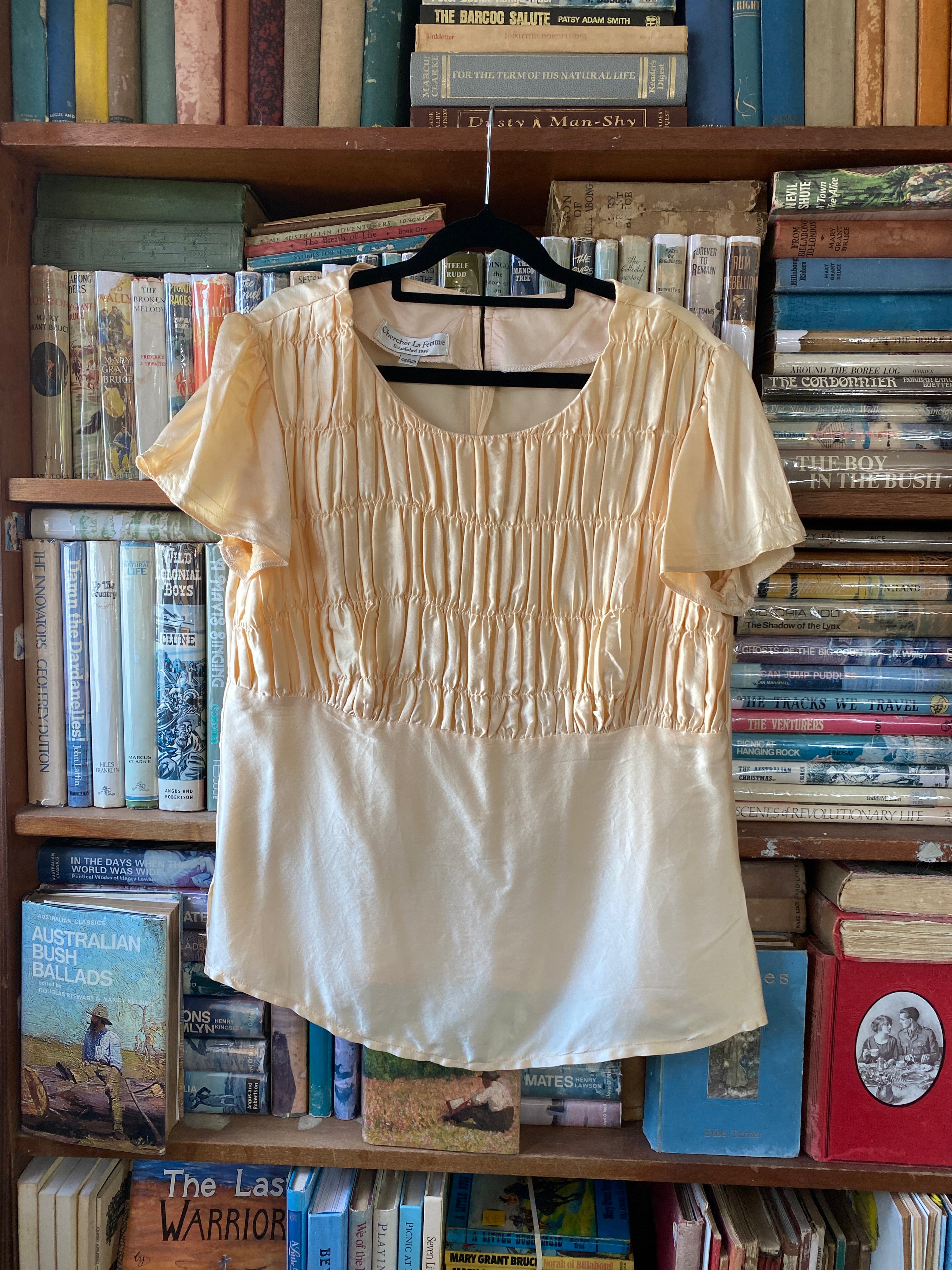 Chercher La Femme Australian Pure Silk Ruched Blouse – Champagne – Size M