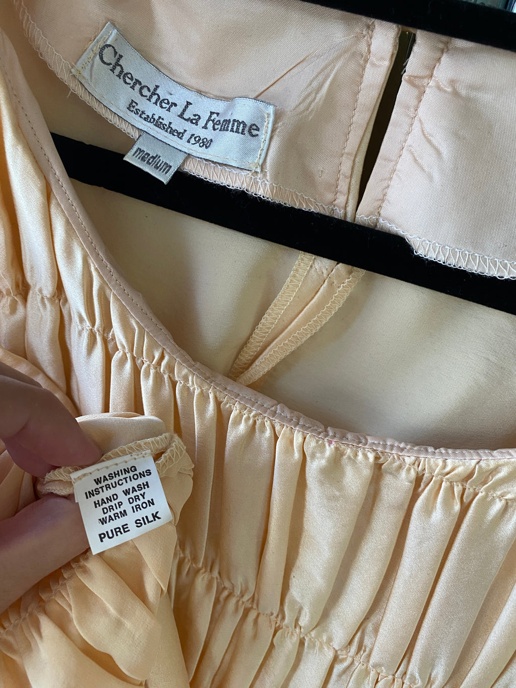 Chercher La Femme Australian Pure Silk Ruched Blouse – Champagne – Size M