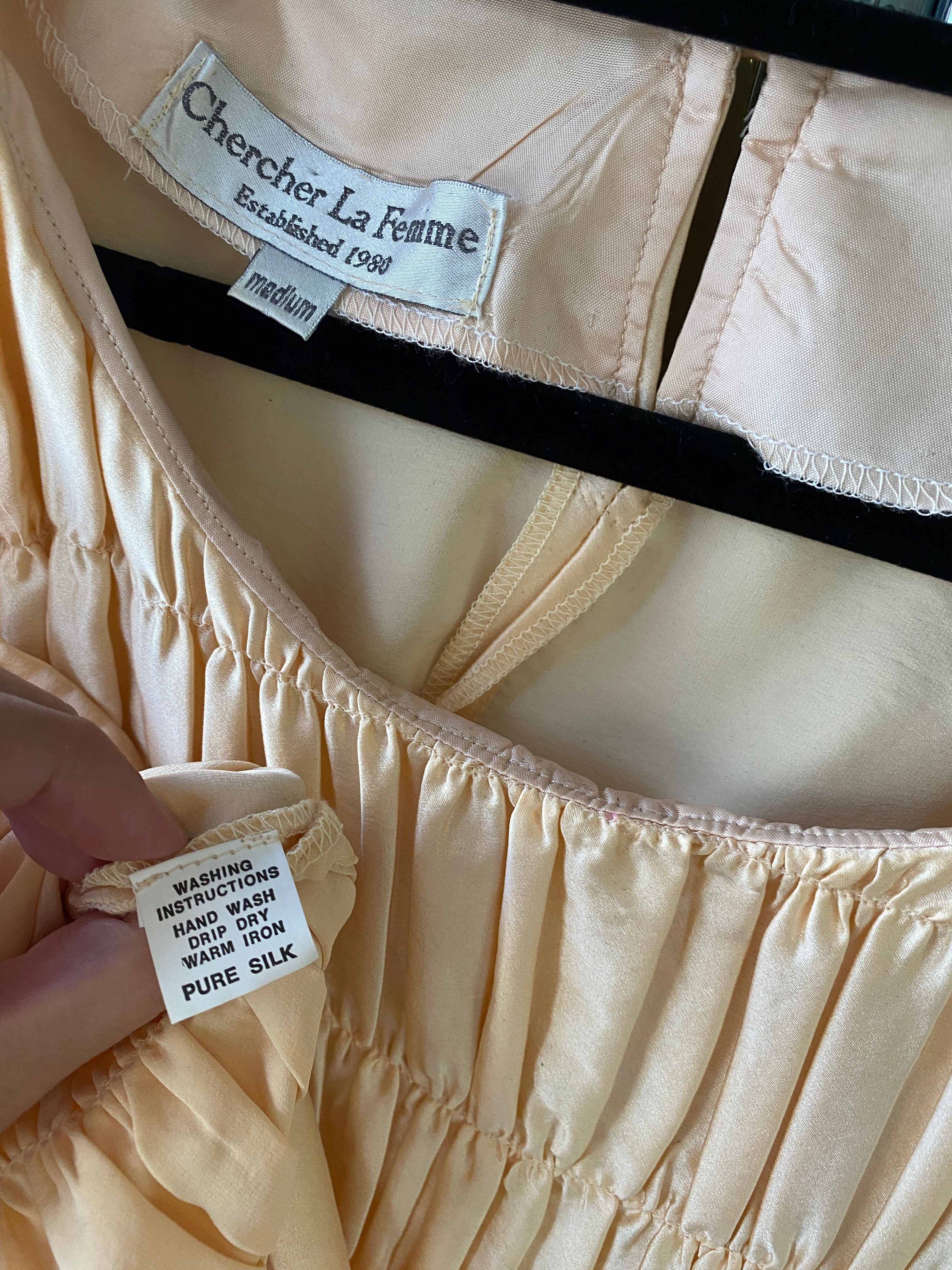 Chercher La Femme Australian Pure Silk Ruched Blouse – Champagne – Size M