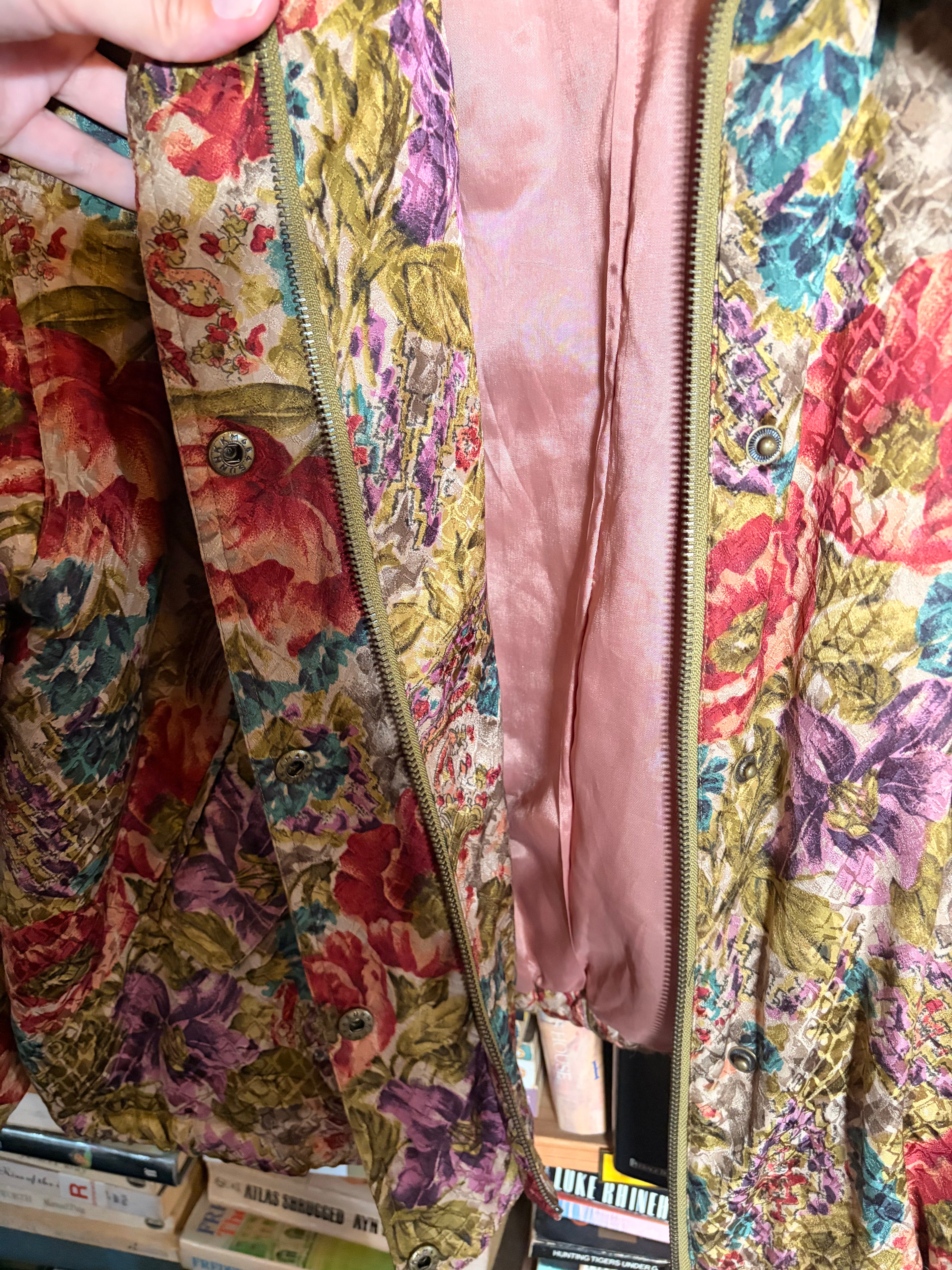 VINTAGE Van Macdowell Paris Floral Silk Hooded Jacket