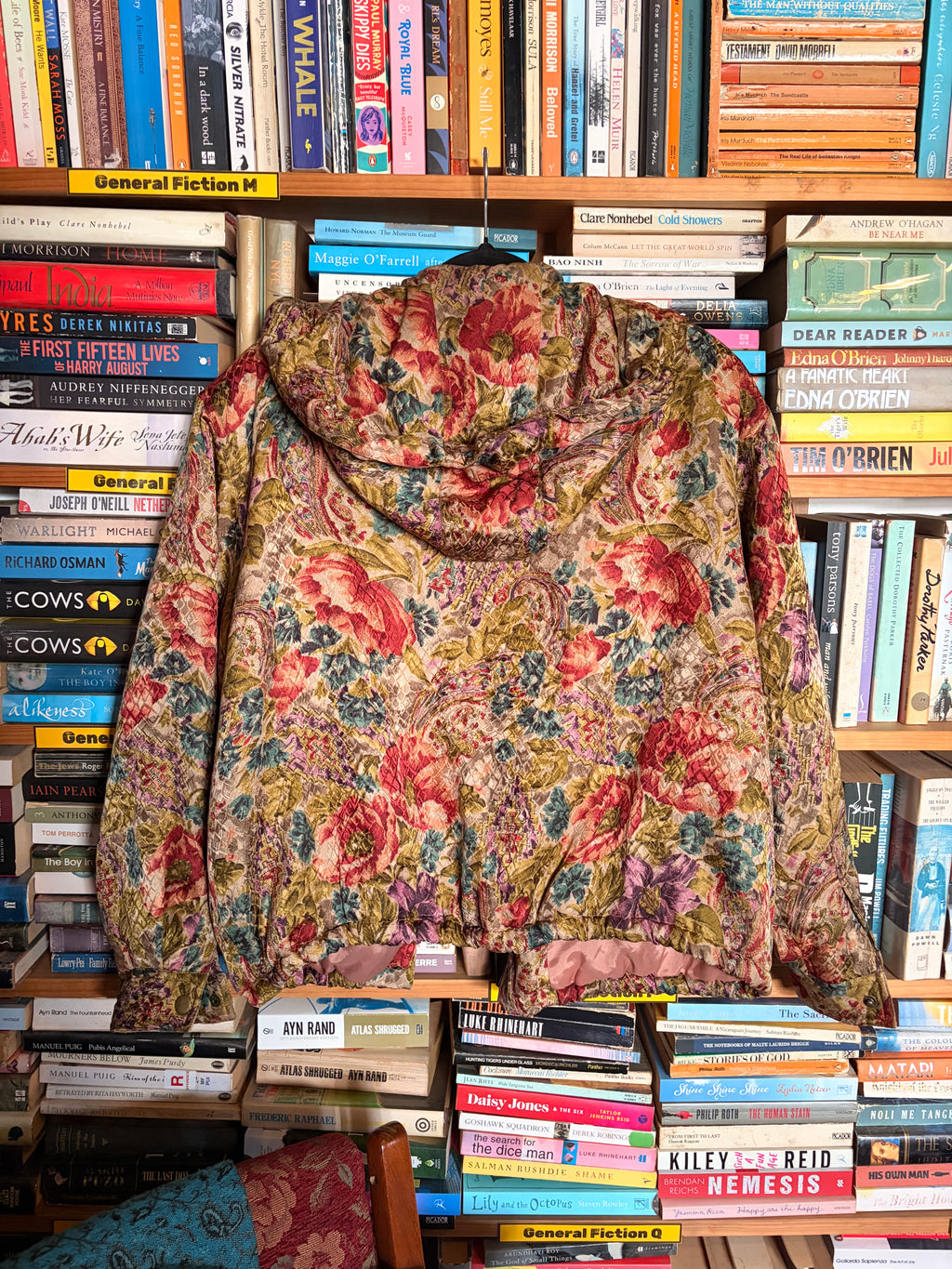 VINTAGE Van Macdowell Paris Floral Silk Hooded Jacket