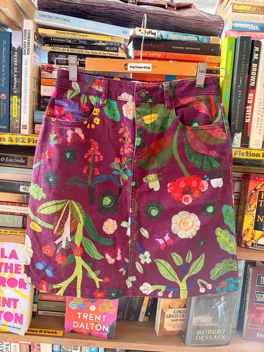 Monika Forsberg + Gorman Stretch Denim Printed A- Line Skirt