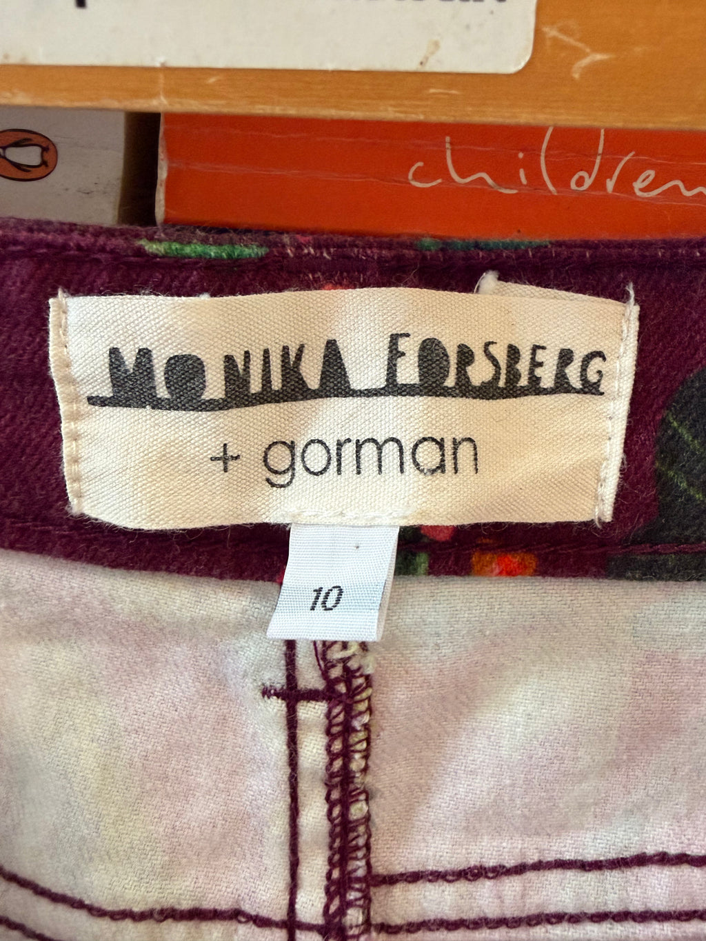 Monika Forsberg + Gorman Stretch Denim Printed A- Line Skirt