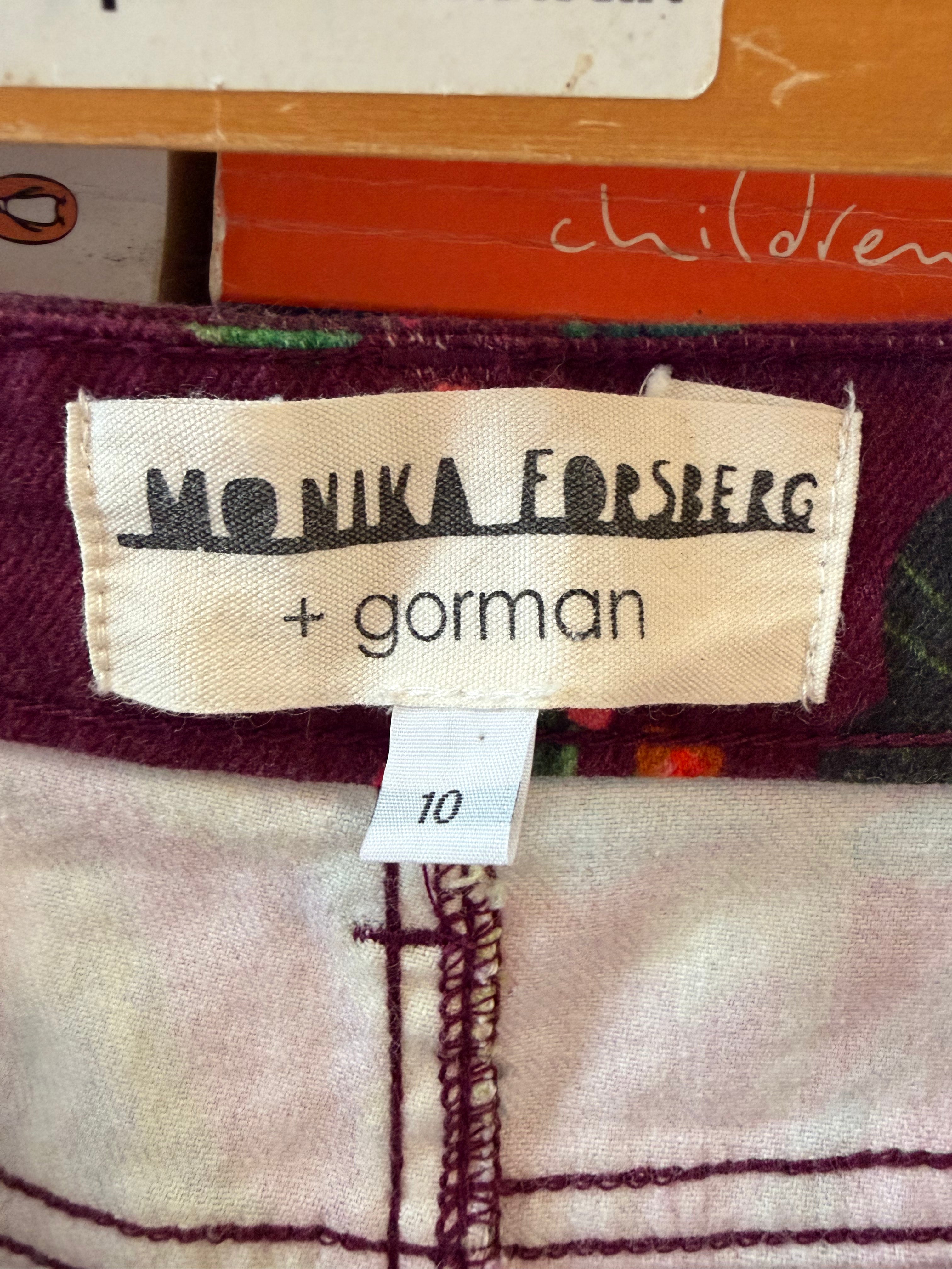 Monika Forsberg + Gorman Stretch Denim Printed A- Line Skirt
