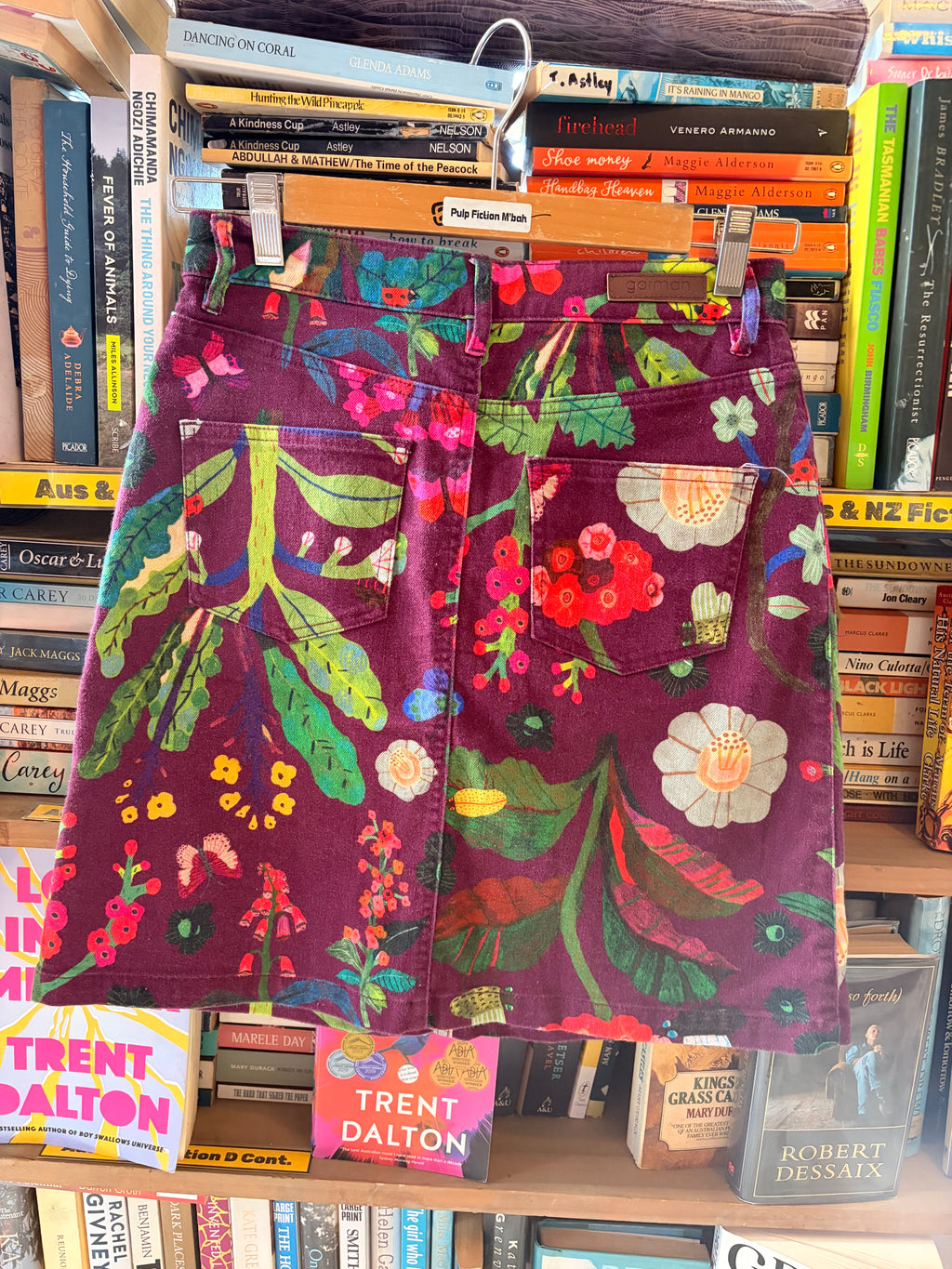Monika Forsberg + Gorman Stretch Denim Printed A- Line Skirt