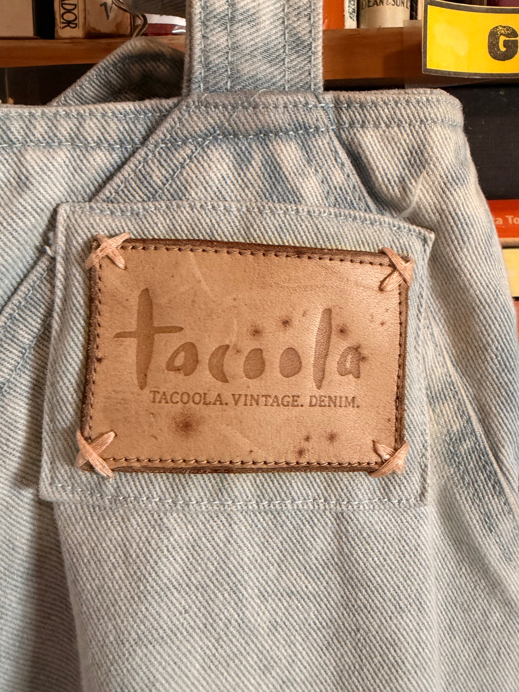 Tacoola Vintage Denim High Waisted Light Wash Denim Overalls
