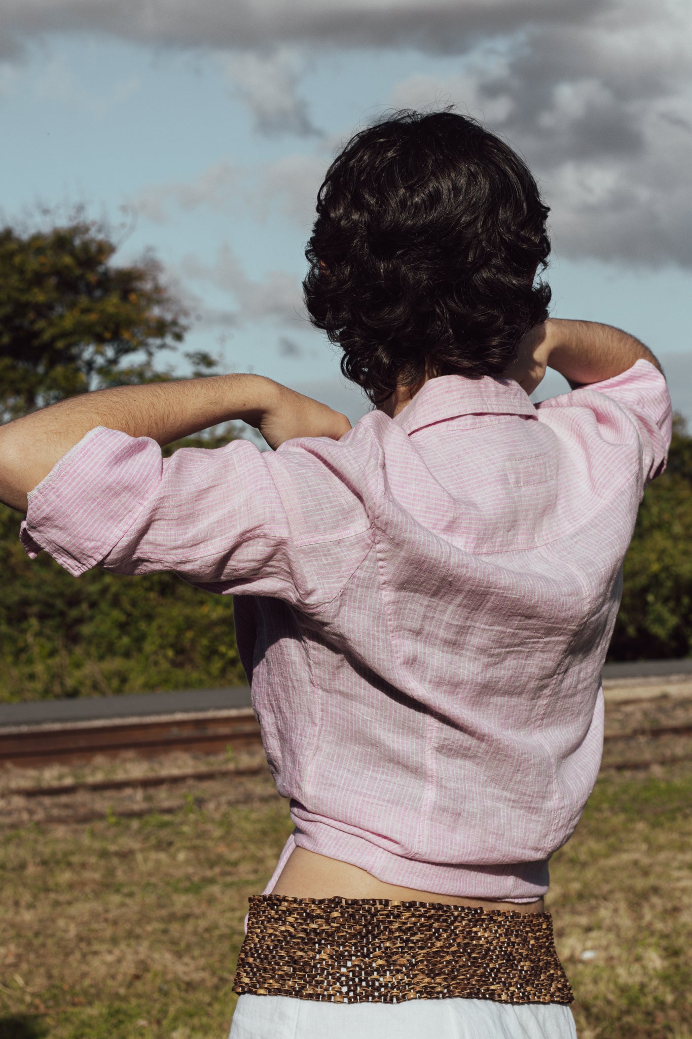 Weekend Max Mara Pure Linen Pink Striped Shirt – Size XL