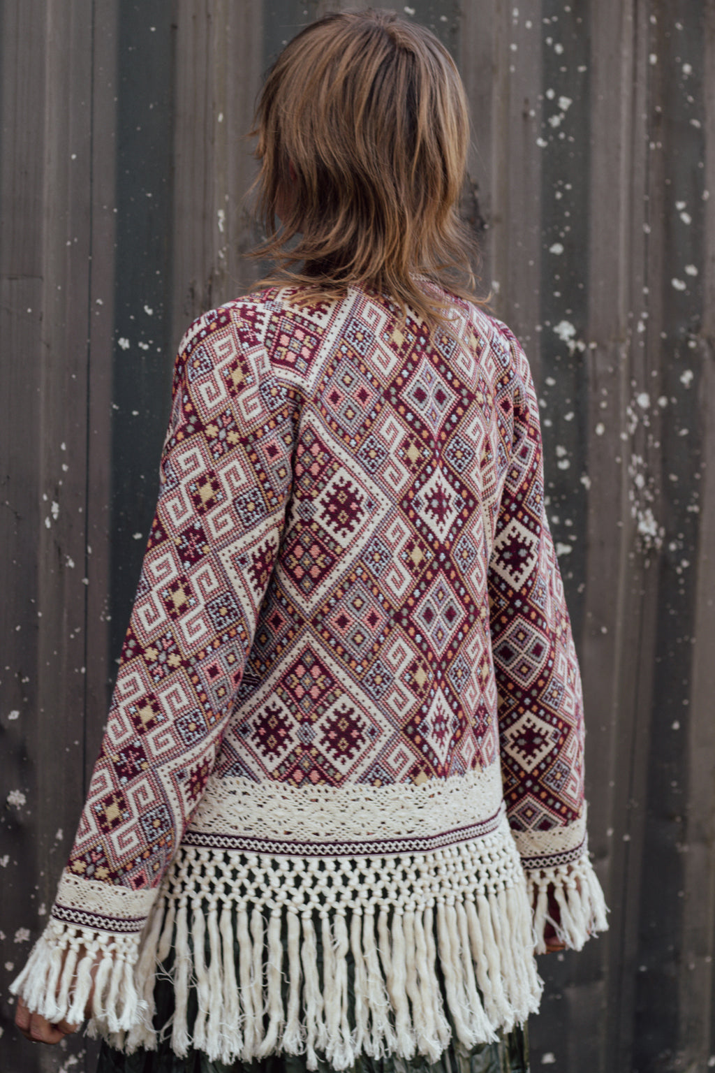Wild & Willow Bohemian Tapestry Fringe Jacket – Size 10