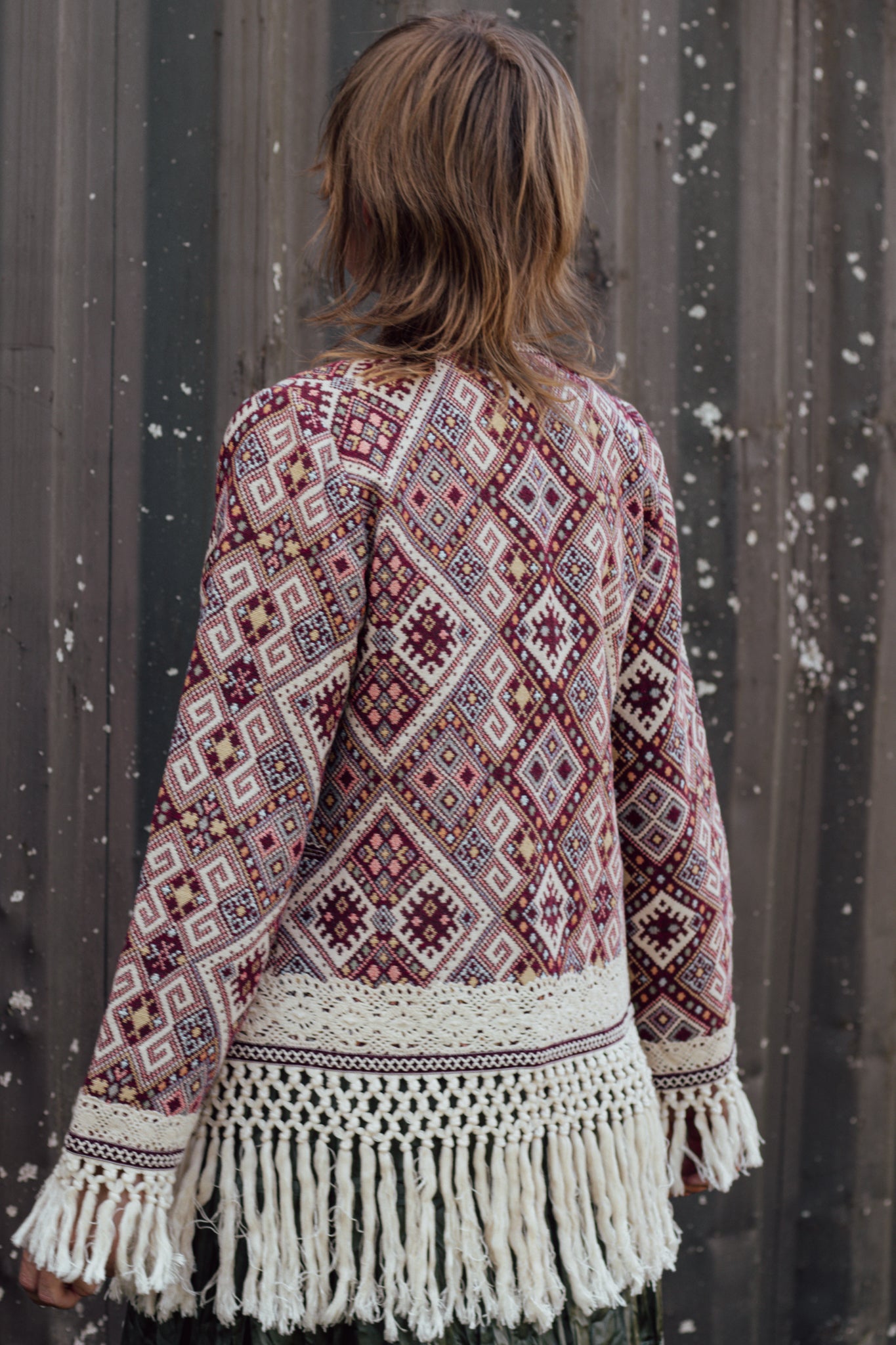Wild & Willow Bohemian Tapestry Fringe Jacket – Size 10