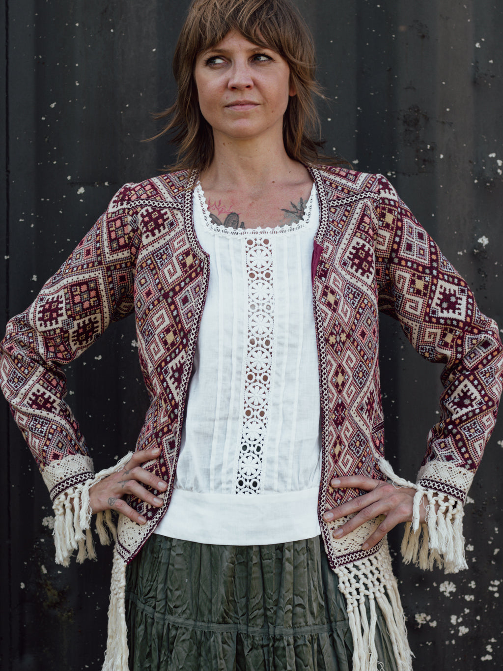 Wild & Willow Bohemian Tapestry Fringe Jacket – Size 10