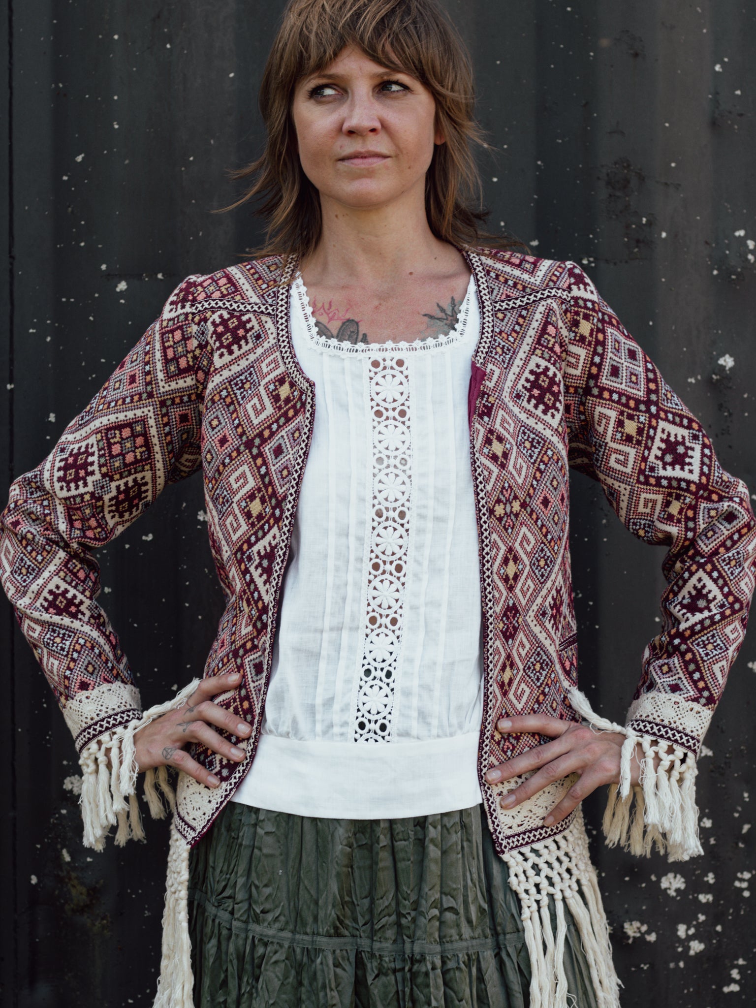 Wild & Willow Bohemian Tapestry Fringe Jacket – Size 10