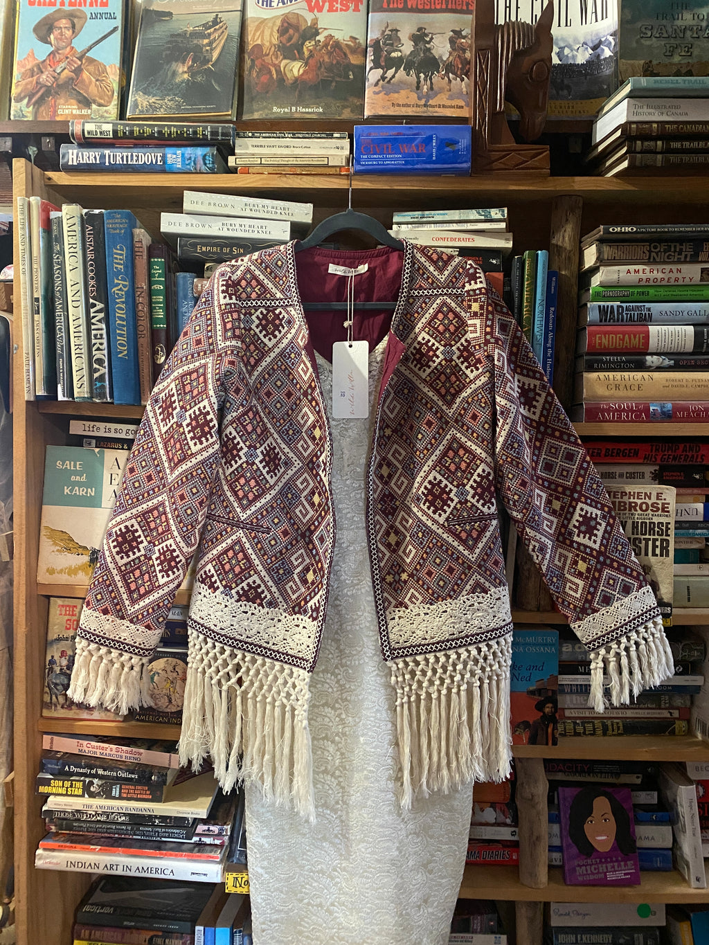 Wild & Willow Bohemian Tapestry Fringe Jacket – Size 10