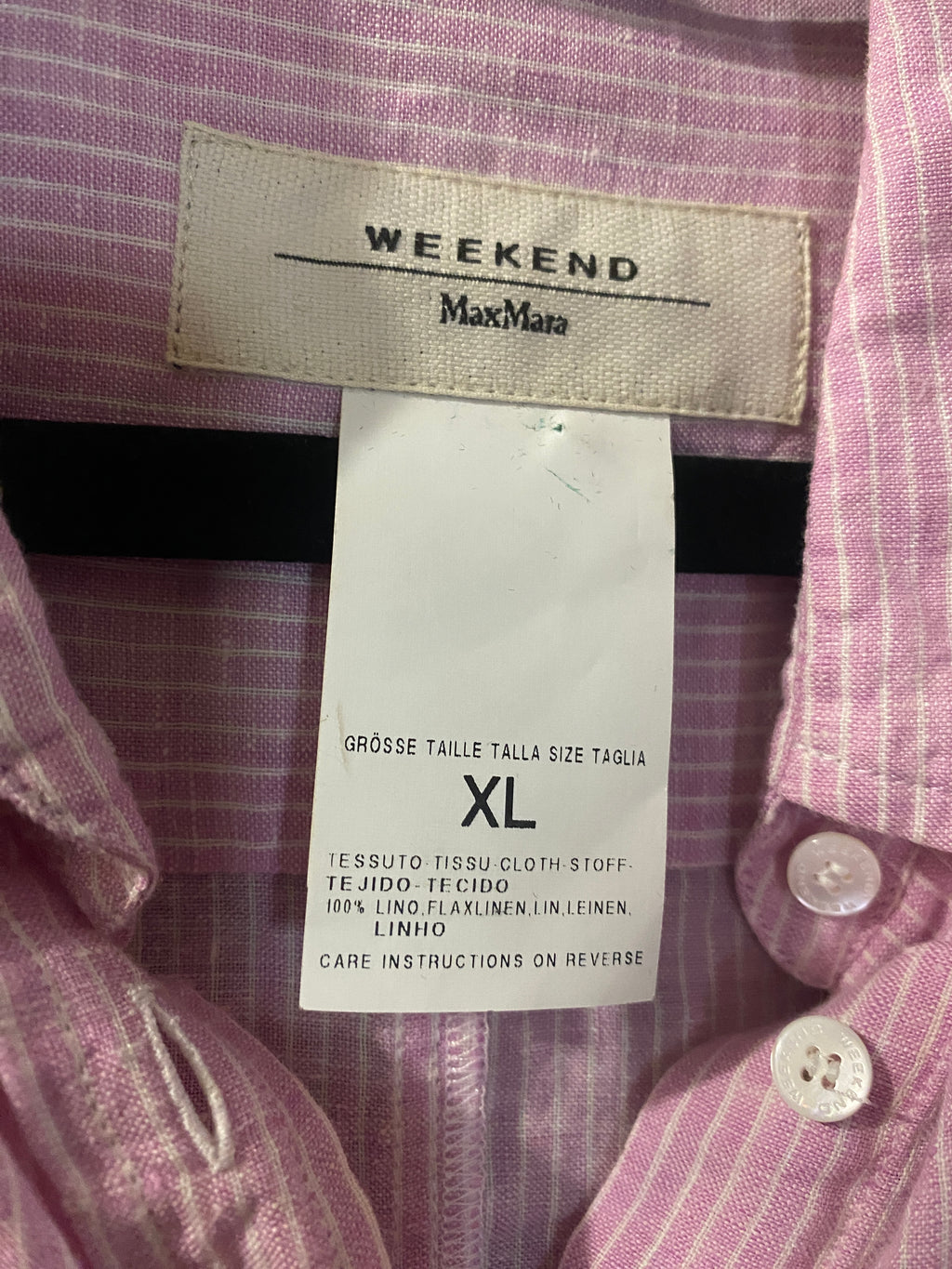 Weekend Max Mara Pure Linen Pink Striped Shirt – Size XL