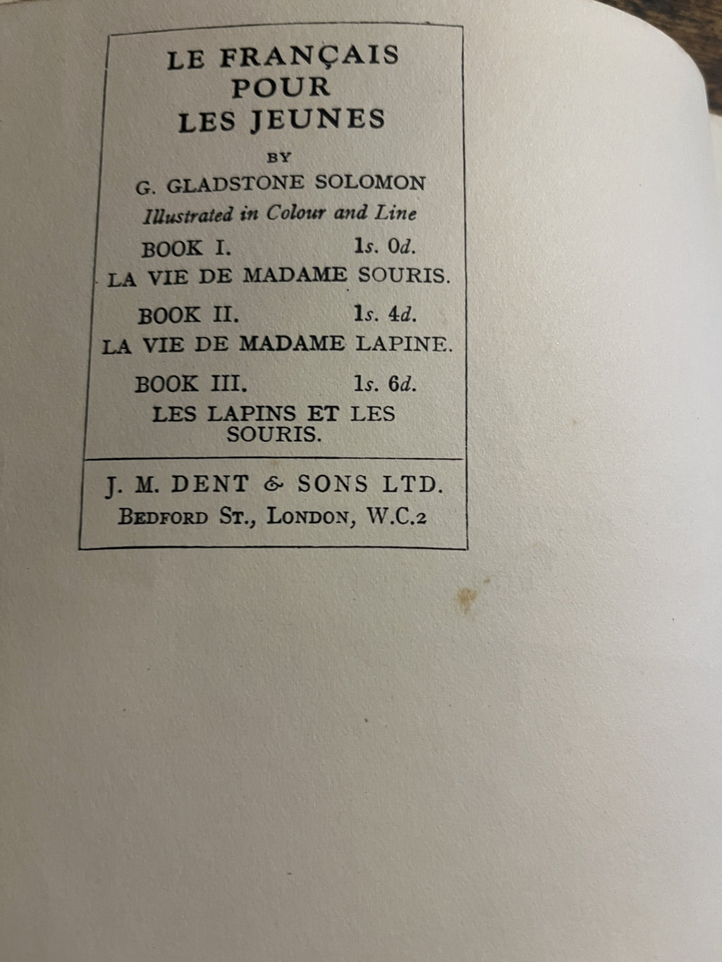 Le Francais Pour Les Jeunes Book II La Vie De Madame Lapine - Solomon, G. Gladstone