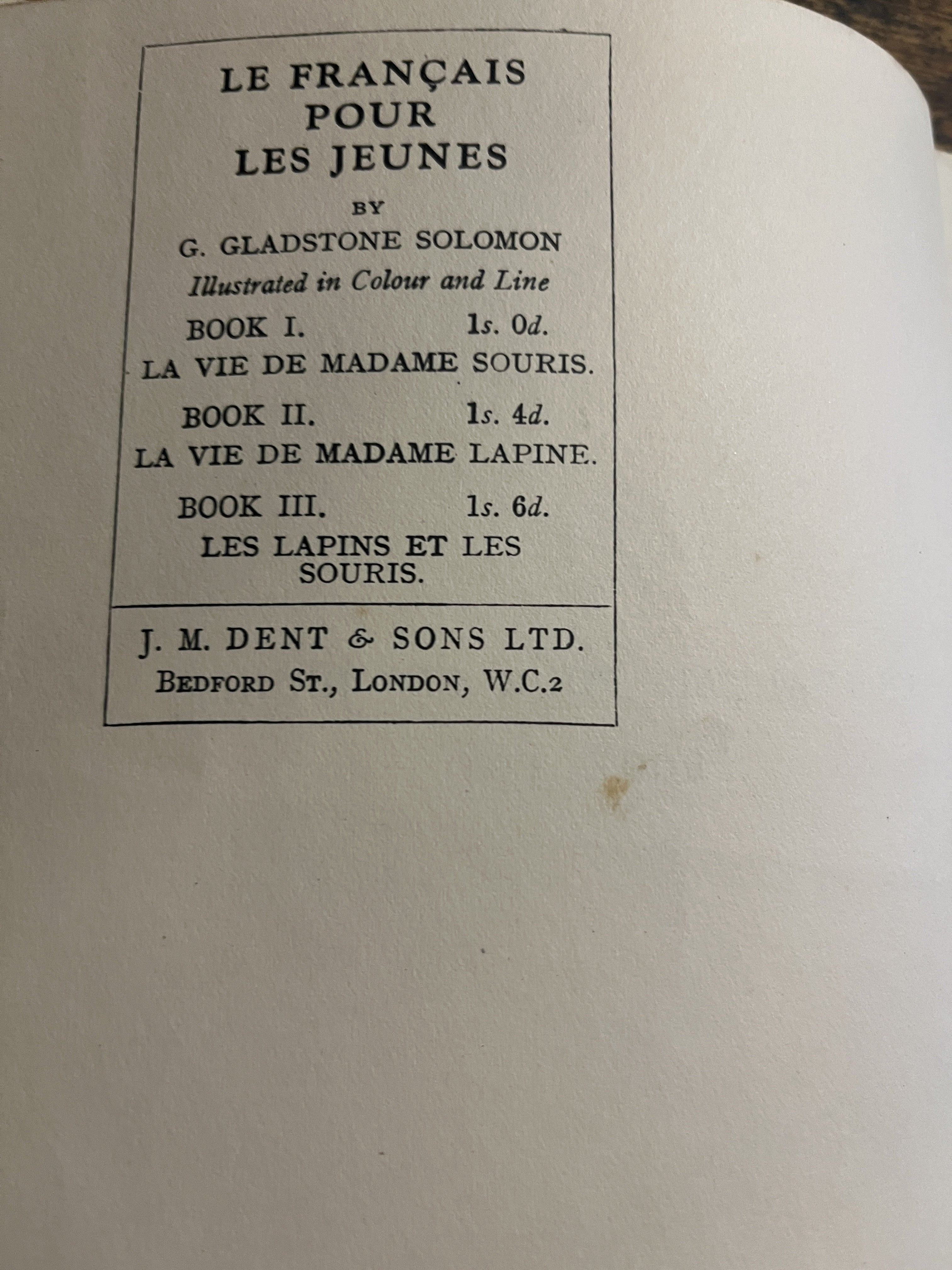 Le Francais Pour Les Jeunes Book II La Vie De Madame Lapine - Solomon, G. Gladstone