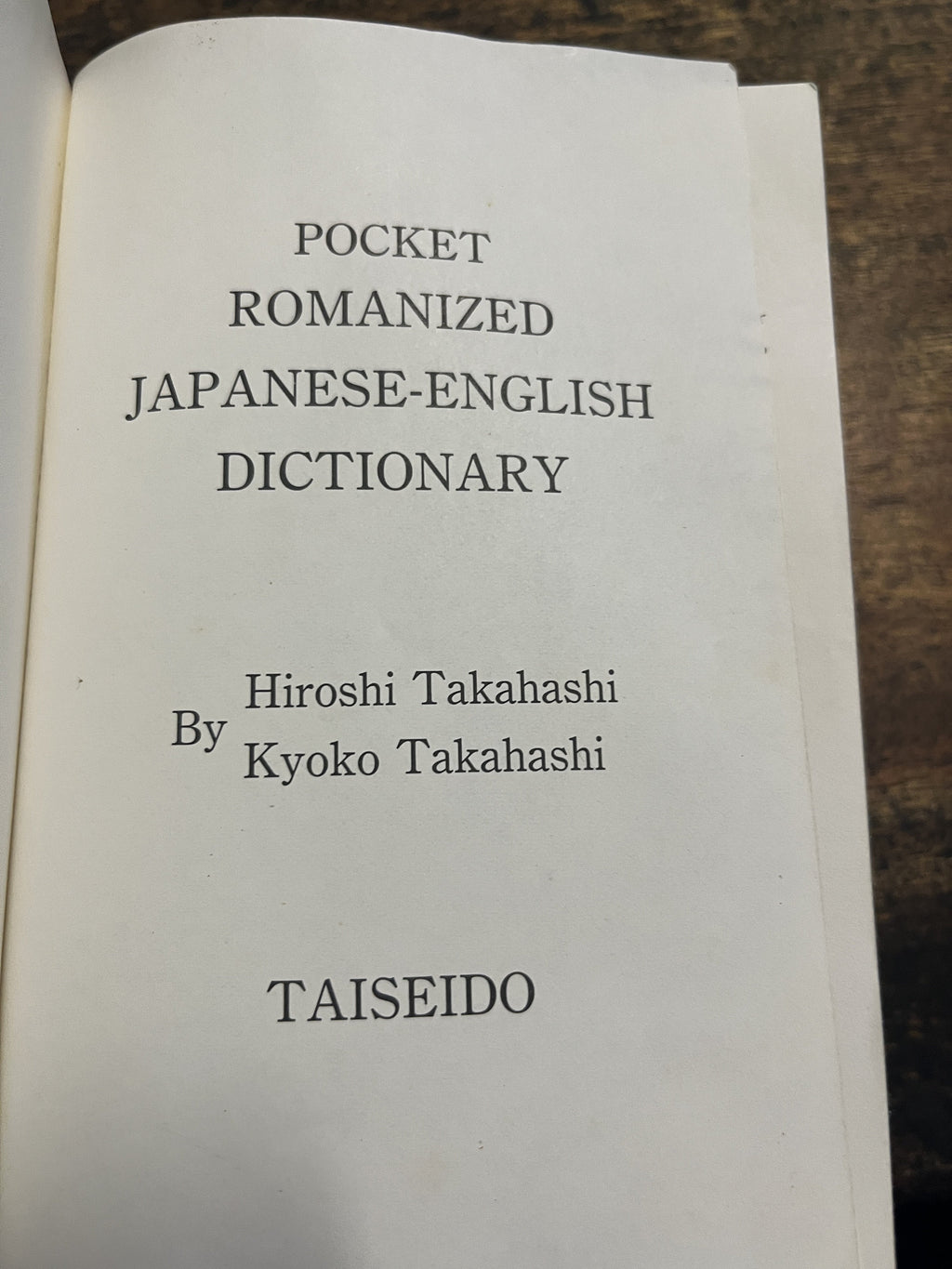 Takahashi's Pocket Romanized Japanese-English Dictionary - Takahashi, Hiroshi & Kyoko