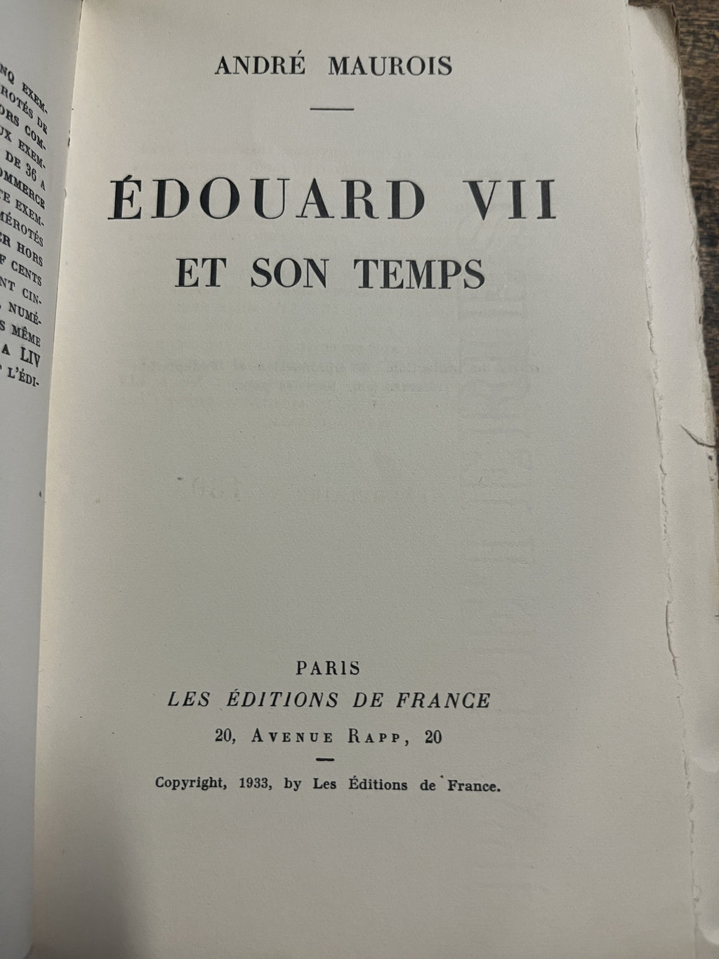 Edouard VII Et Son Temps - Maurois, Andre