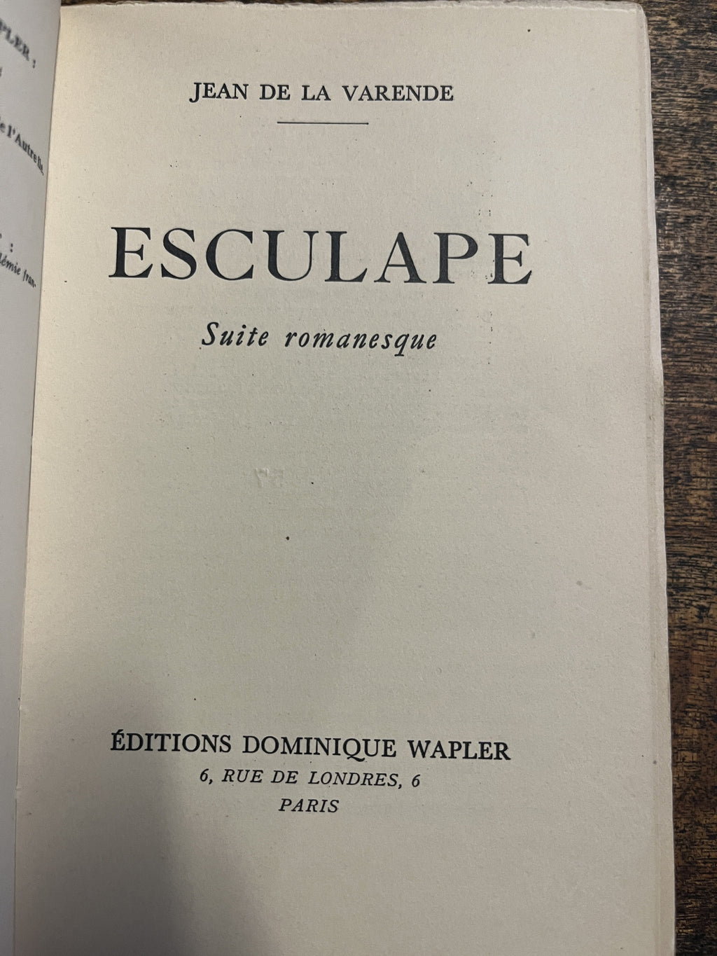 Esculape - La Varende, Jean de