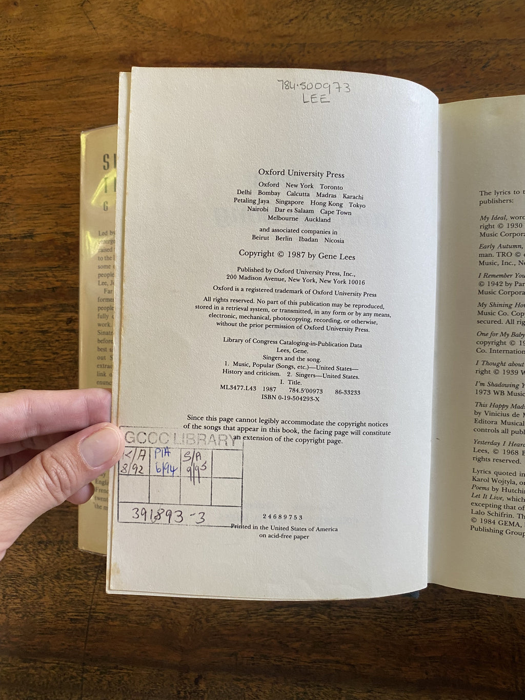 Singers & The Song — Gene Lees