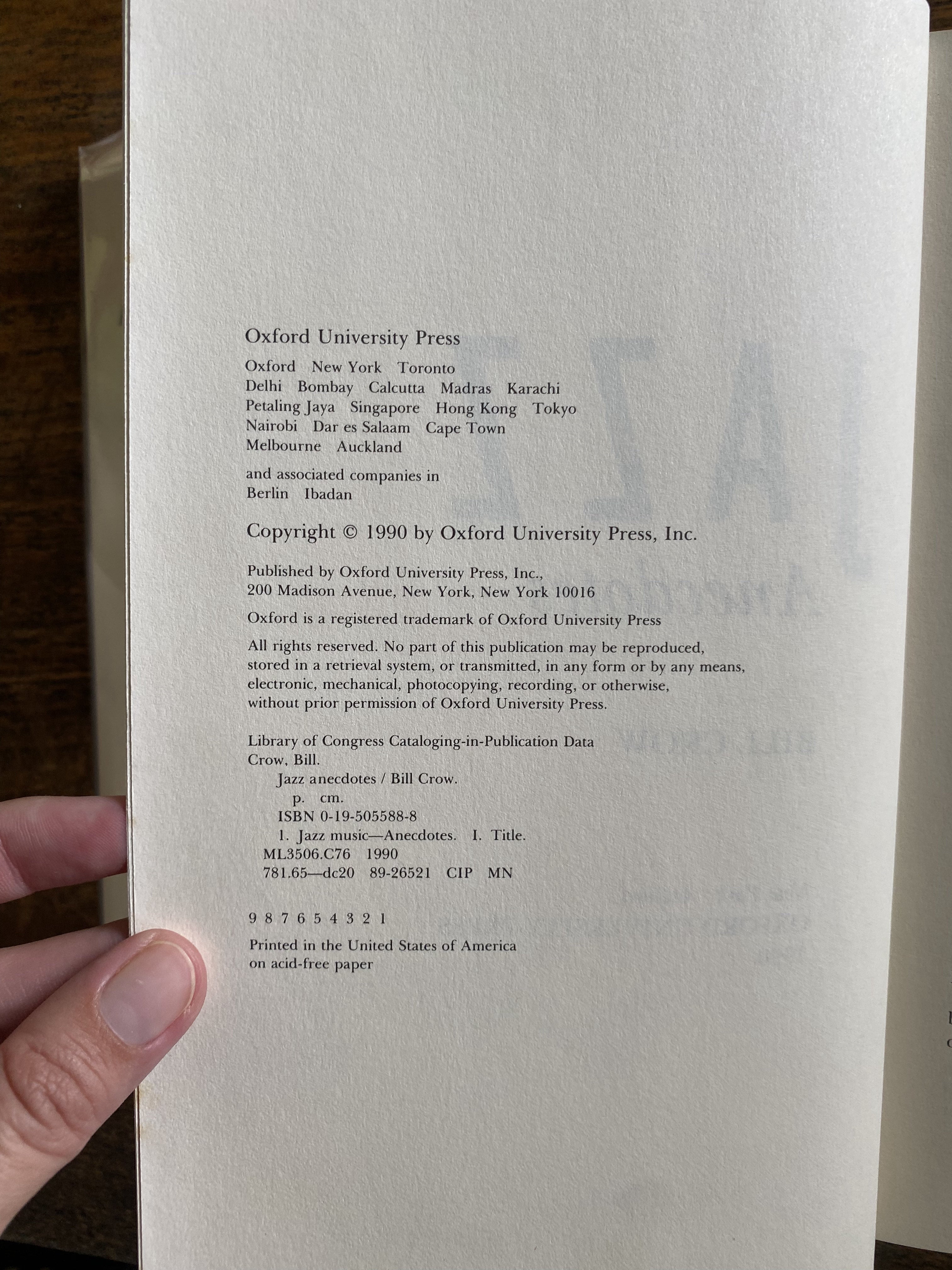 Jazz Anecdotes — Crow, Bill
