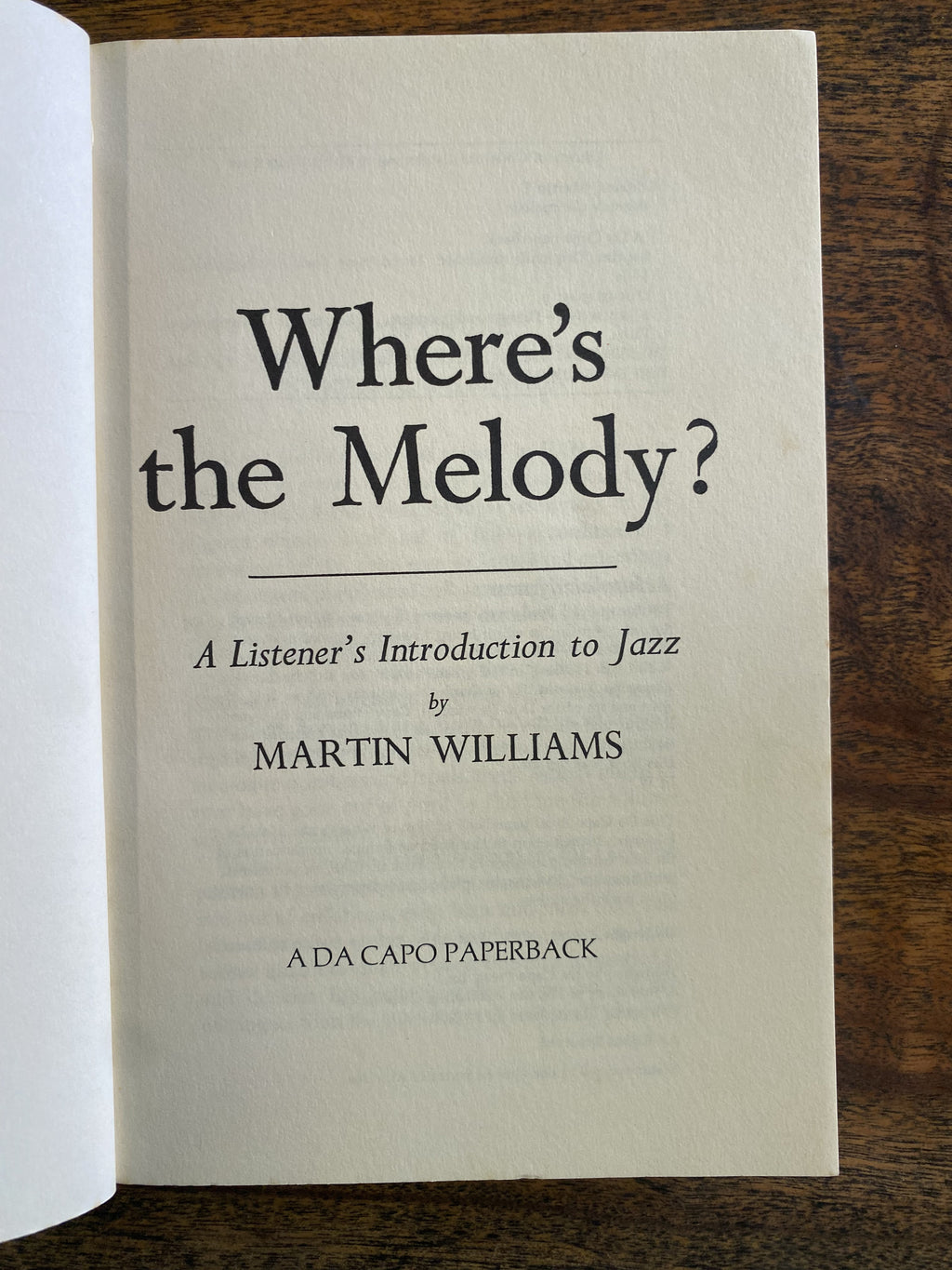Where's the Melody: A Listener's Introduction to Jazz — Williams, Martin