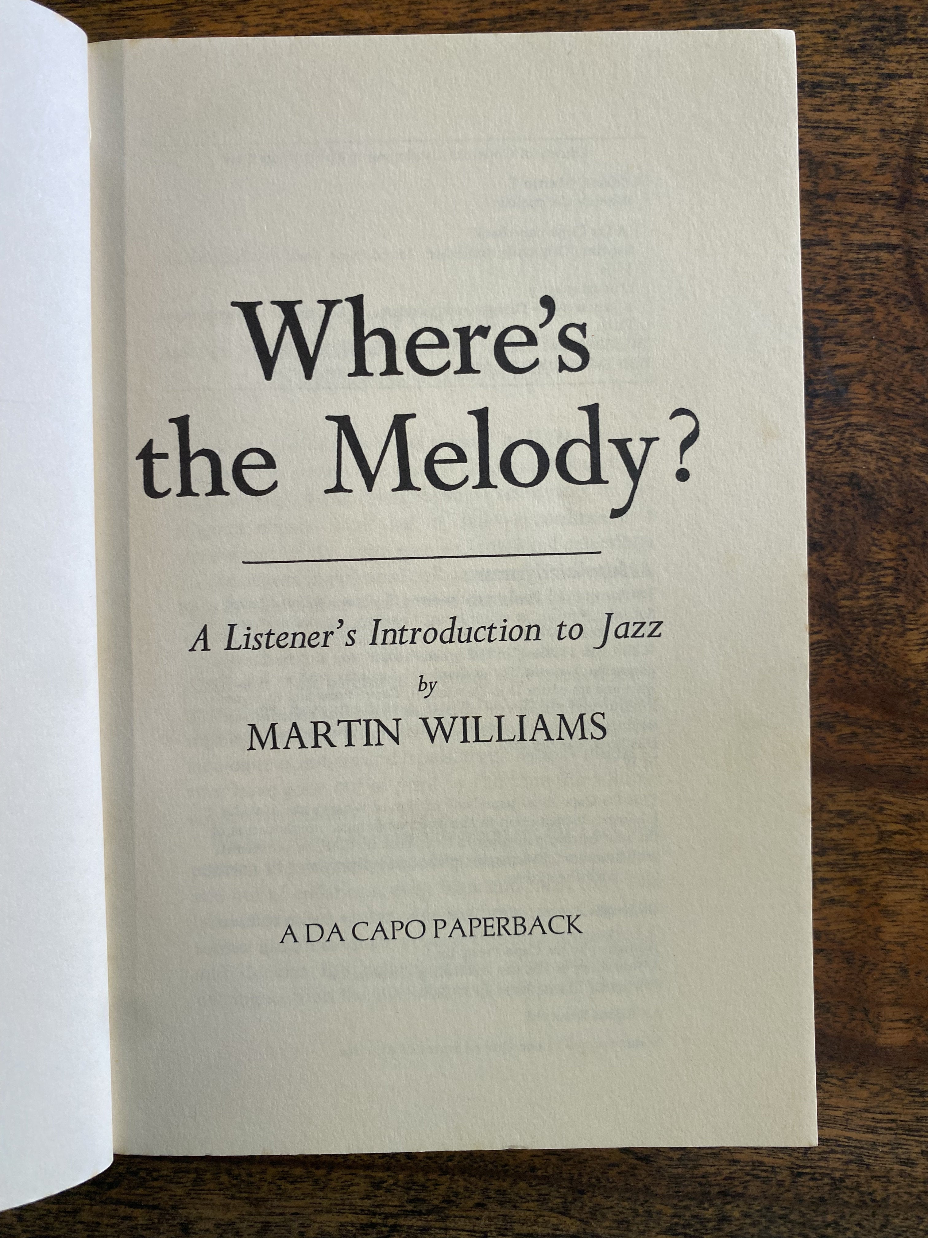 Where's the Melody: A Listener's Introduction to Jazz — Williams, Martin