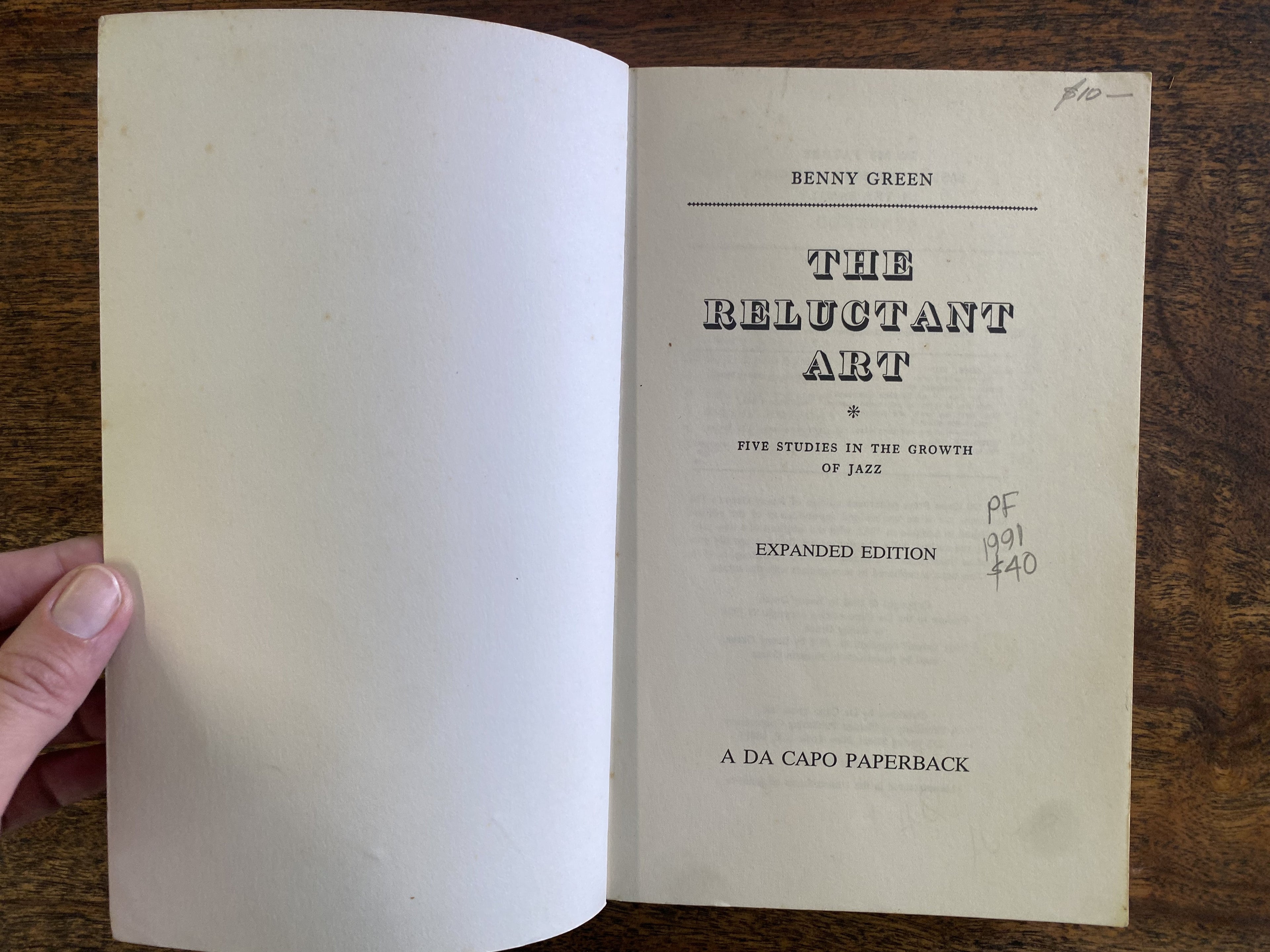 The Reluctant Art; Five Studies In The Growth of Jazz — Green, Benny