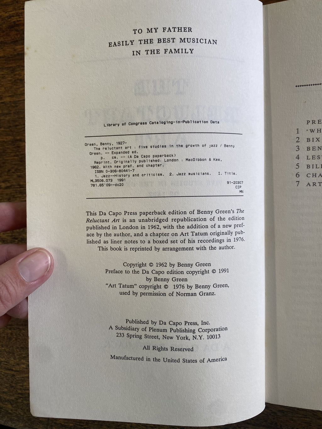 The Reluctant Art; Five Studies In The Growth of Jazz — Green, Benny