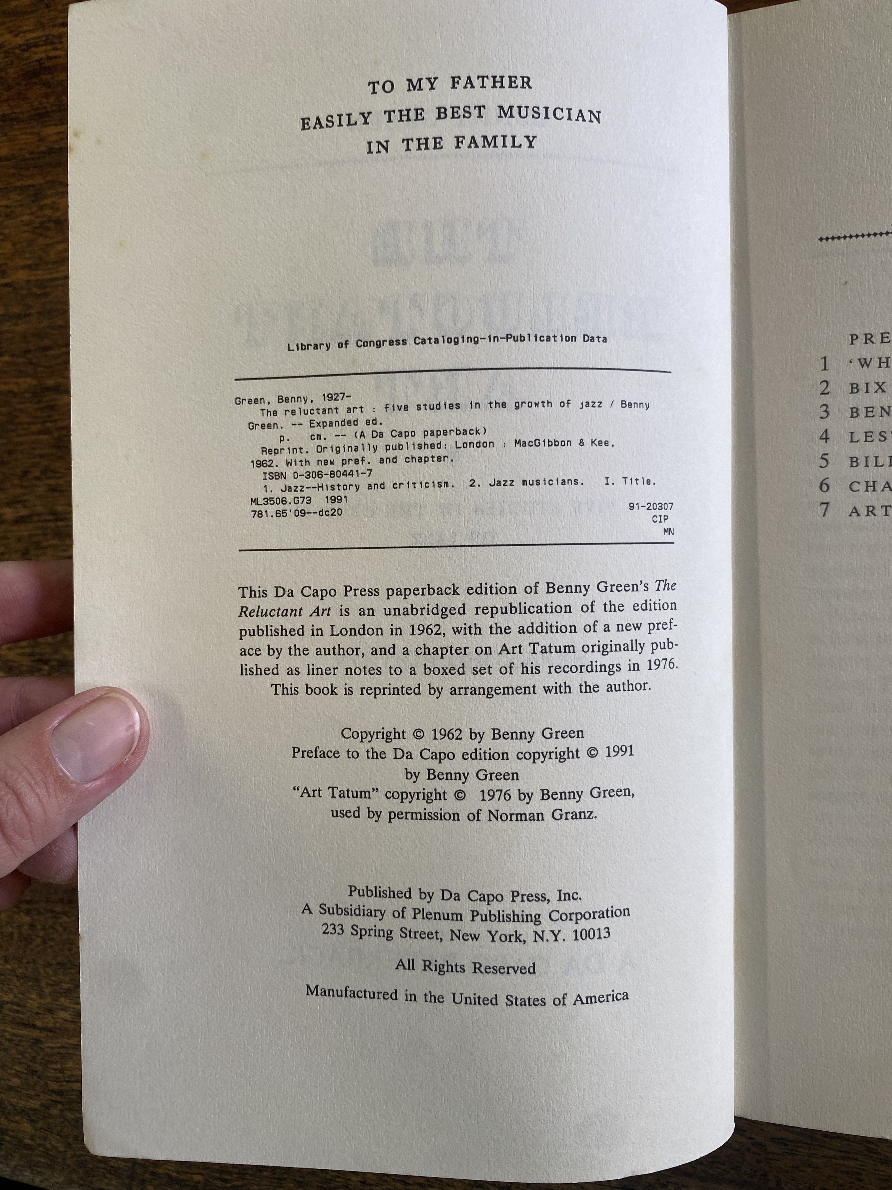 The Reluctant Art; Five Studies In The Growth of Jazz — Green, Benny
