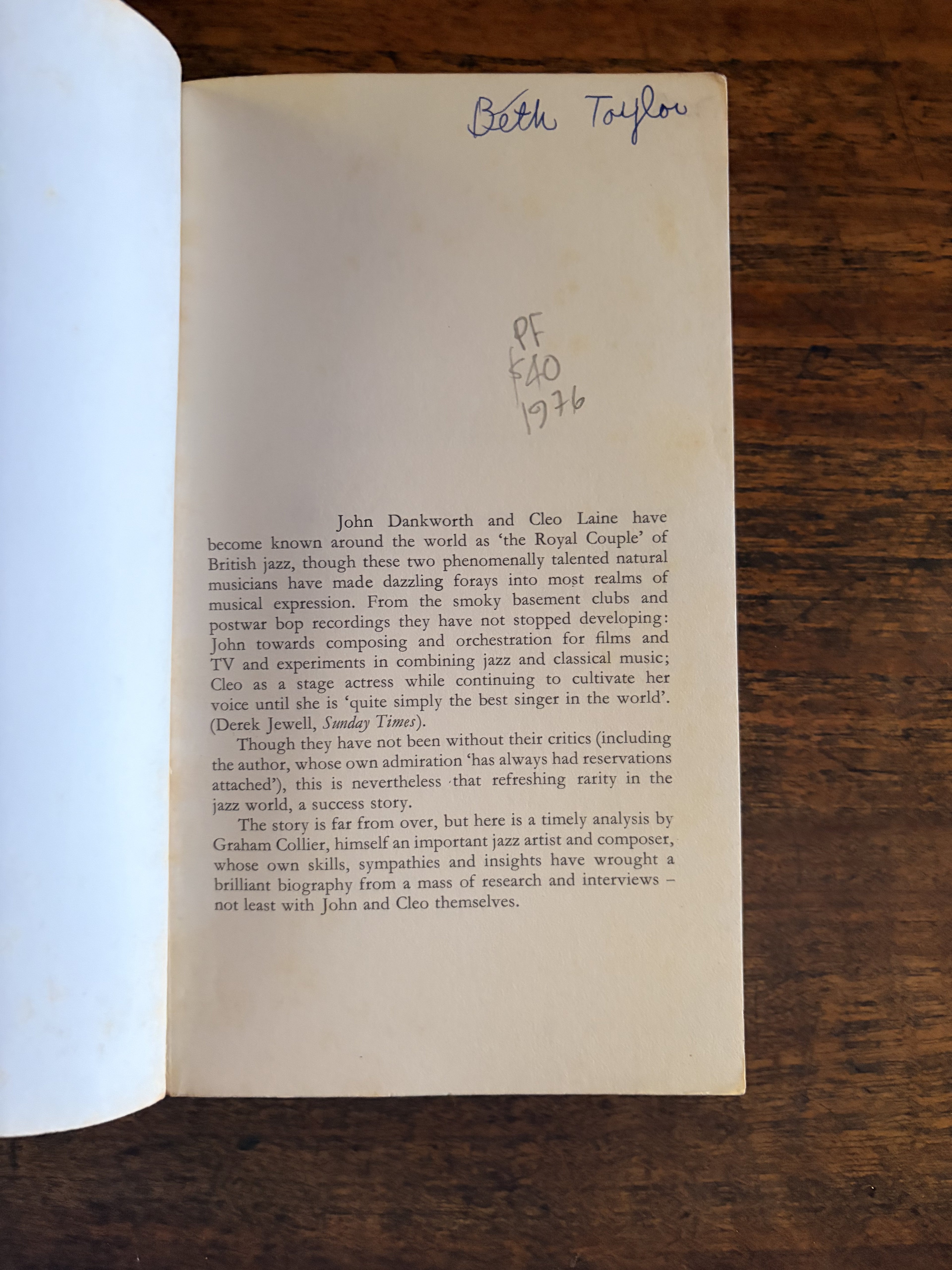 Cleo and John: A Biography of the Dankworths — Graham Collier