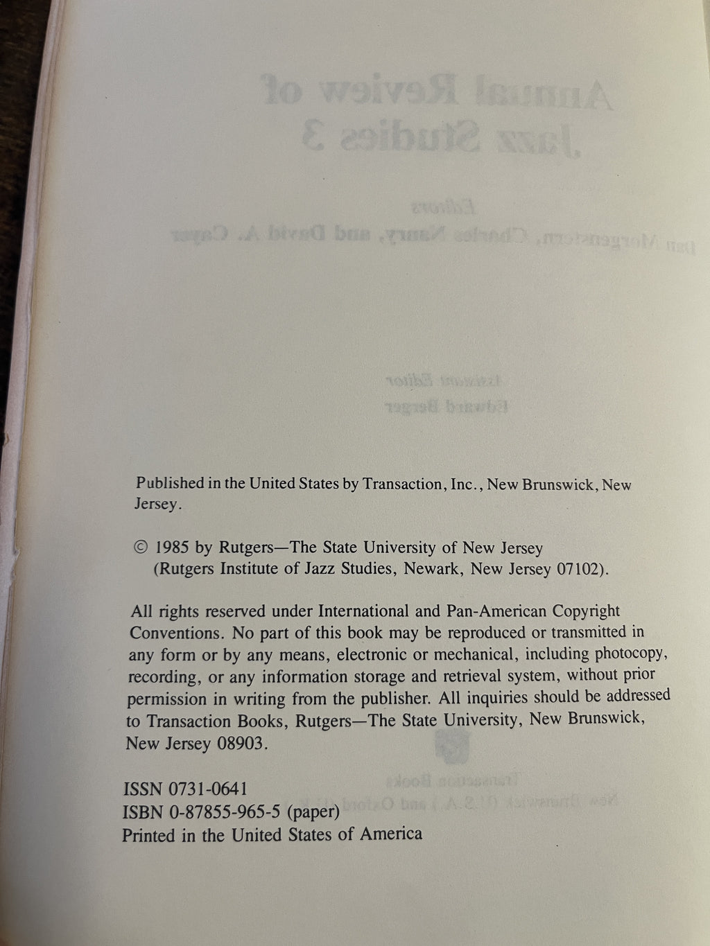 Annual review of Jazz studies 3 — Morgenstern,Dan; Nanry,C; Cayer,D