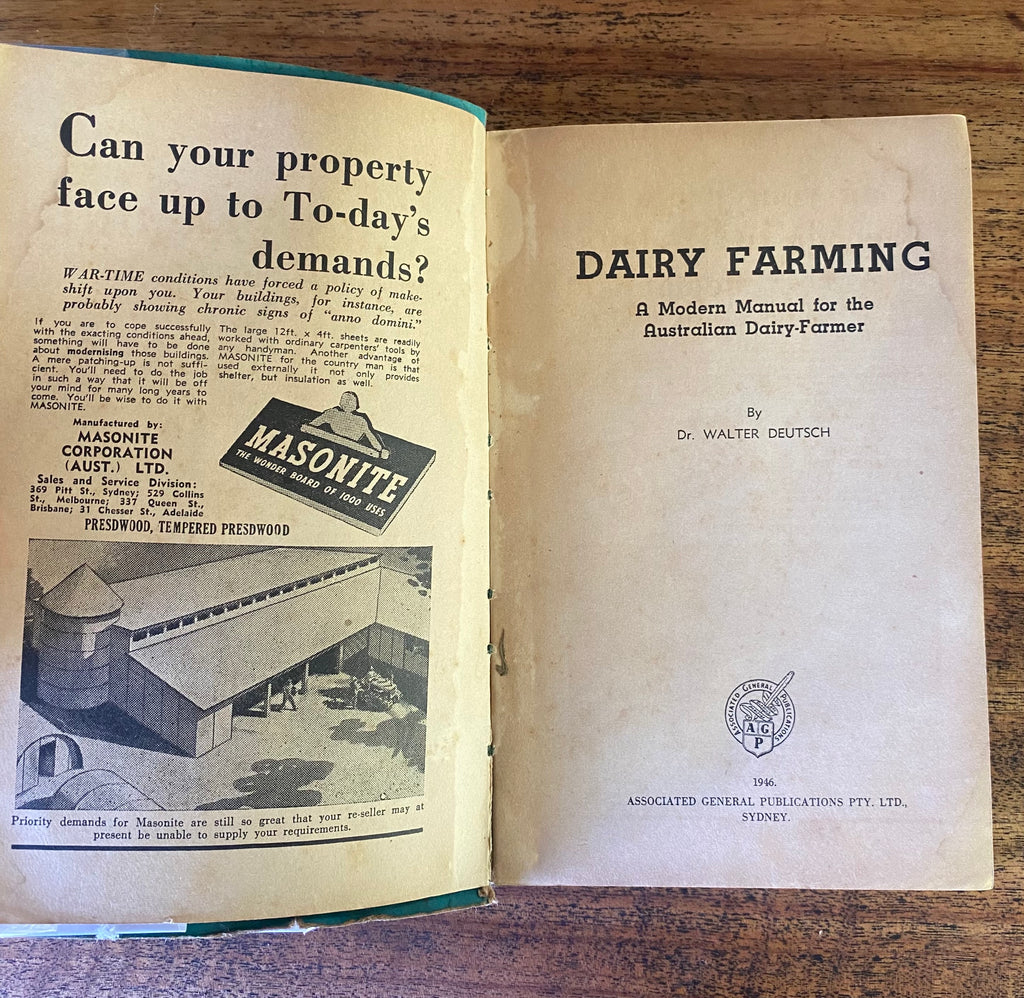 Dairy Farming: A manual for the Australian dairy farmer - Deutsch, Dr. Walter