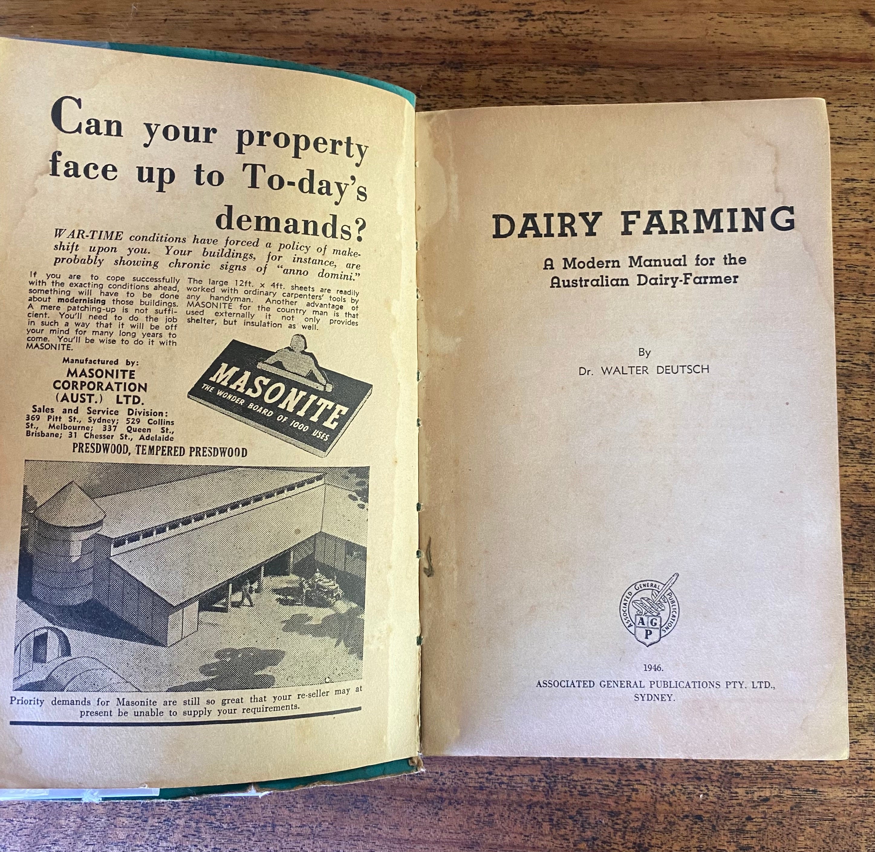 Dairy Farming: A manual for the Australian dairy farmer - Deutsch, Dr. Walter