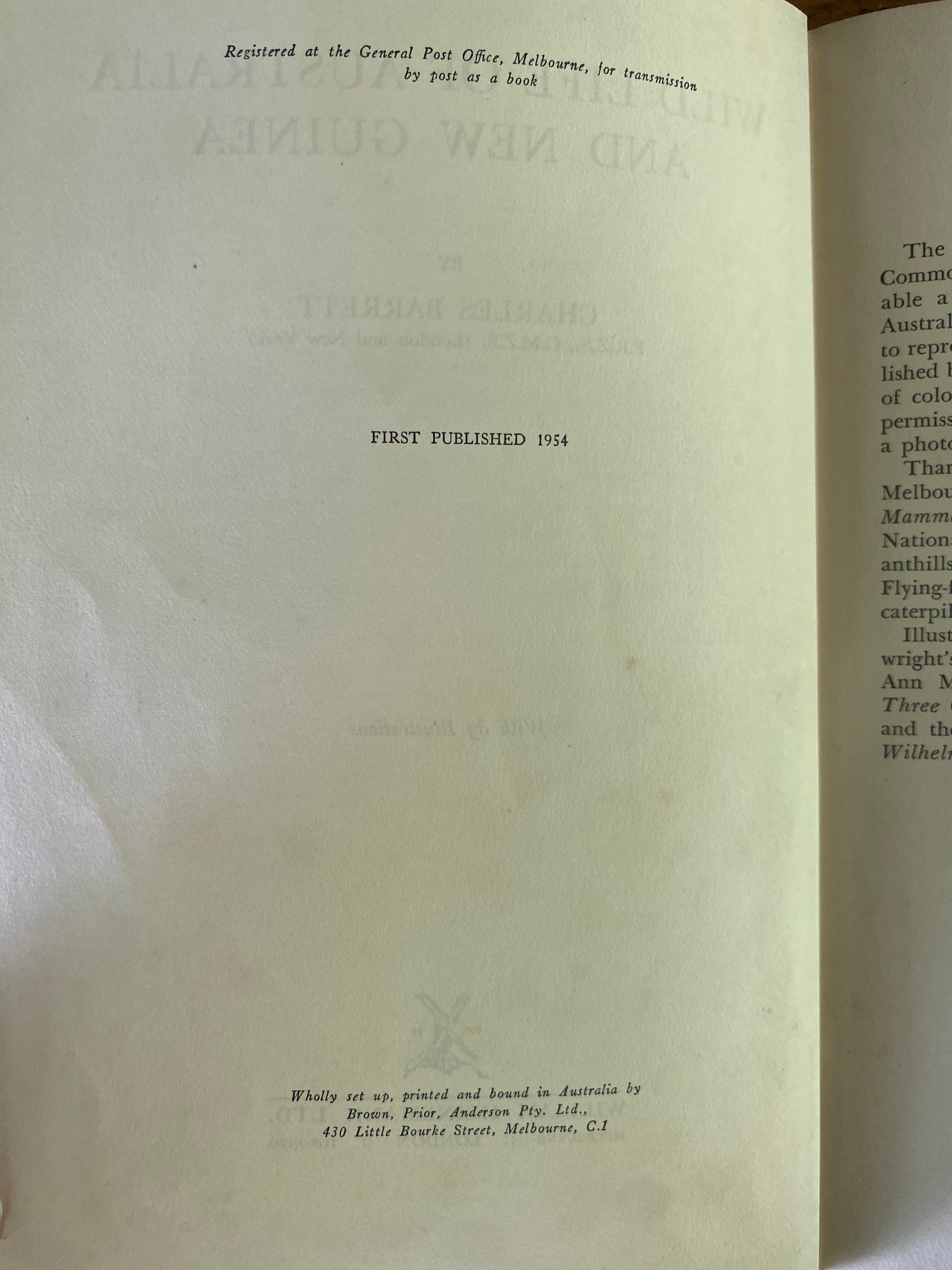 Wild Life of Australia and New Guinea - Barrett, Charles