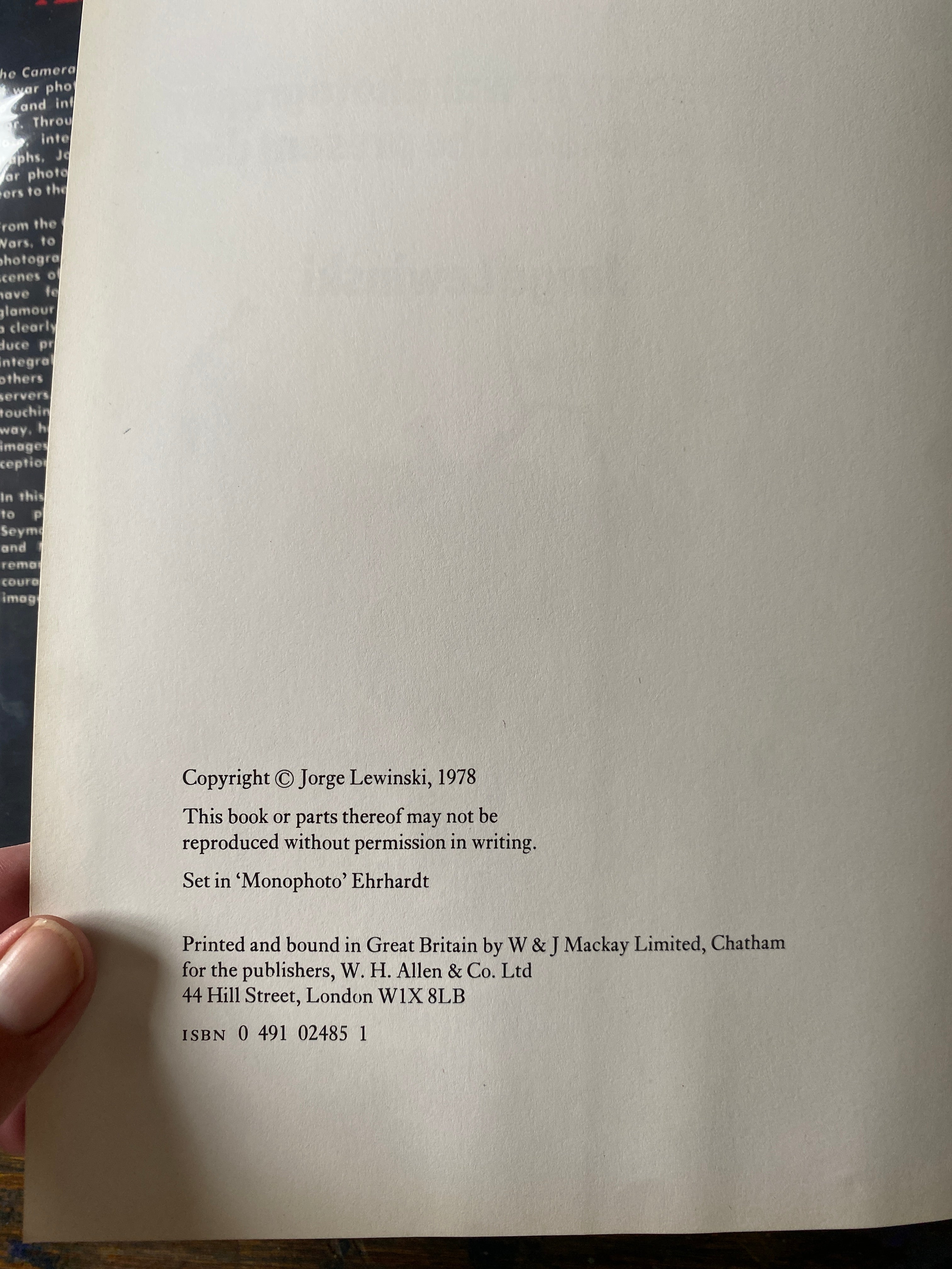 The Camera At War; War Photography from 1848 to the present day - Lewinski, Jorge