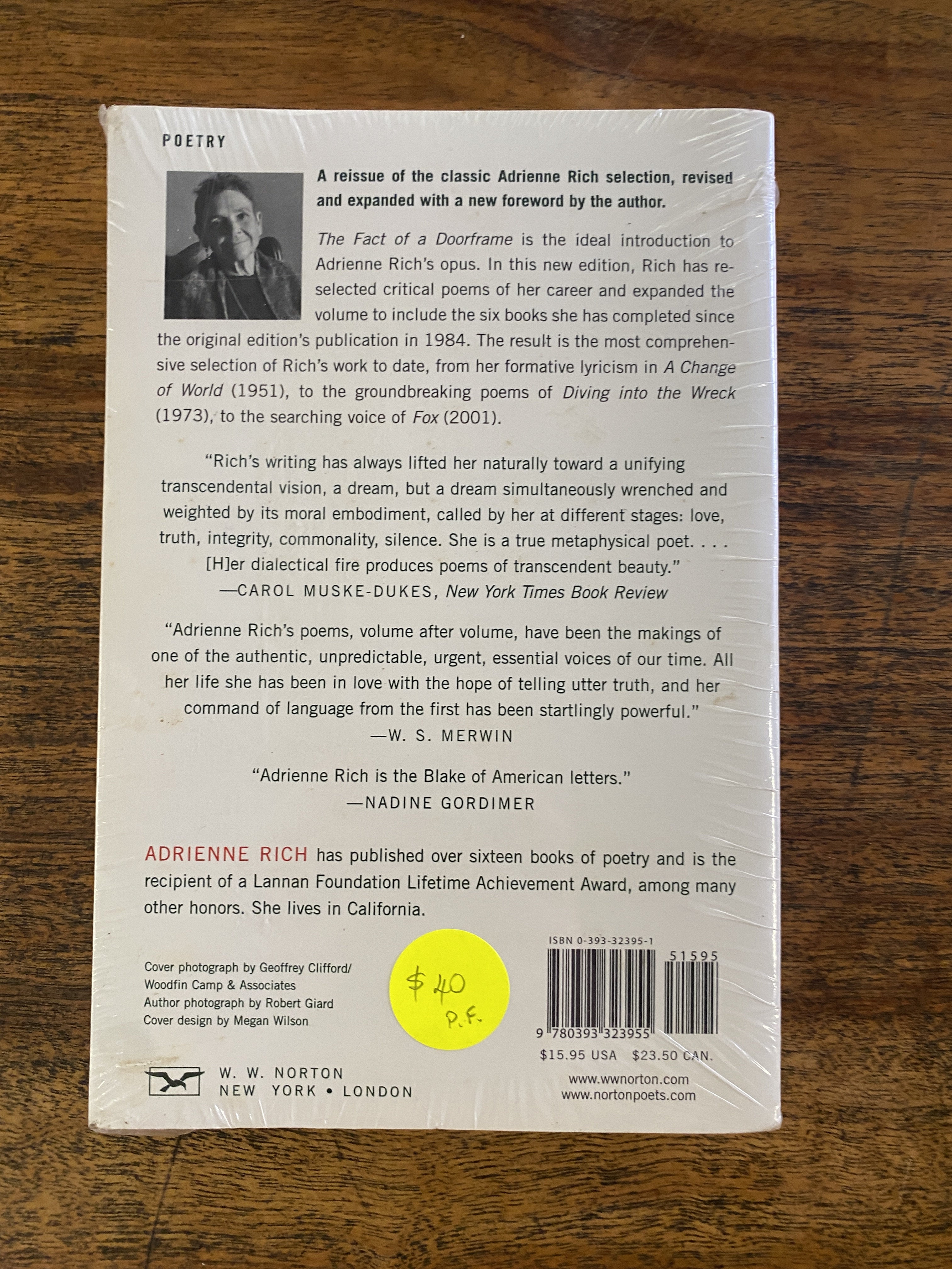 The Fact of a Doorframe; Poems Selected and New 1950-1984 — Rich, Adrienne